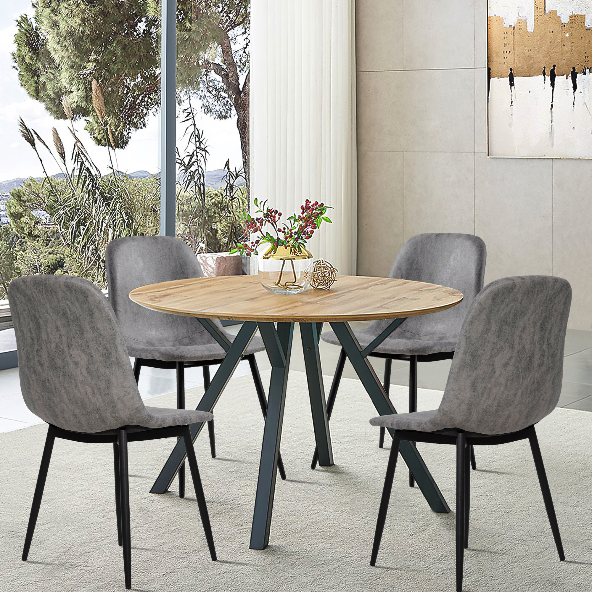 Dovelina LS-A-GE17031 Set of 4 Contemporary/Modern Faux Leather Dining Side Chair (Composite Frame)