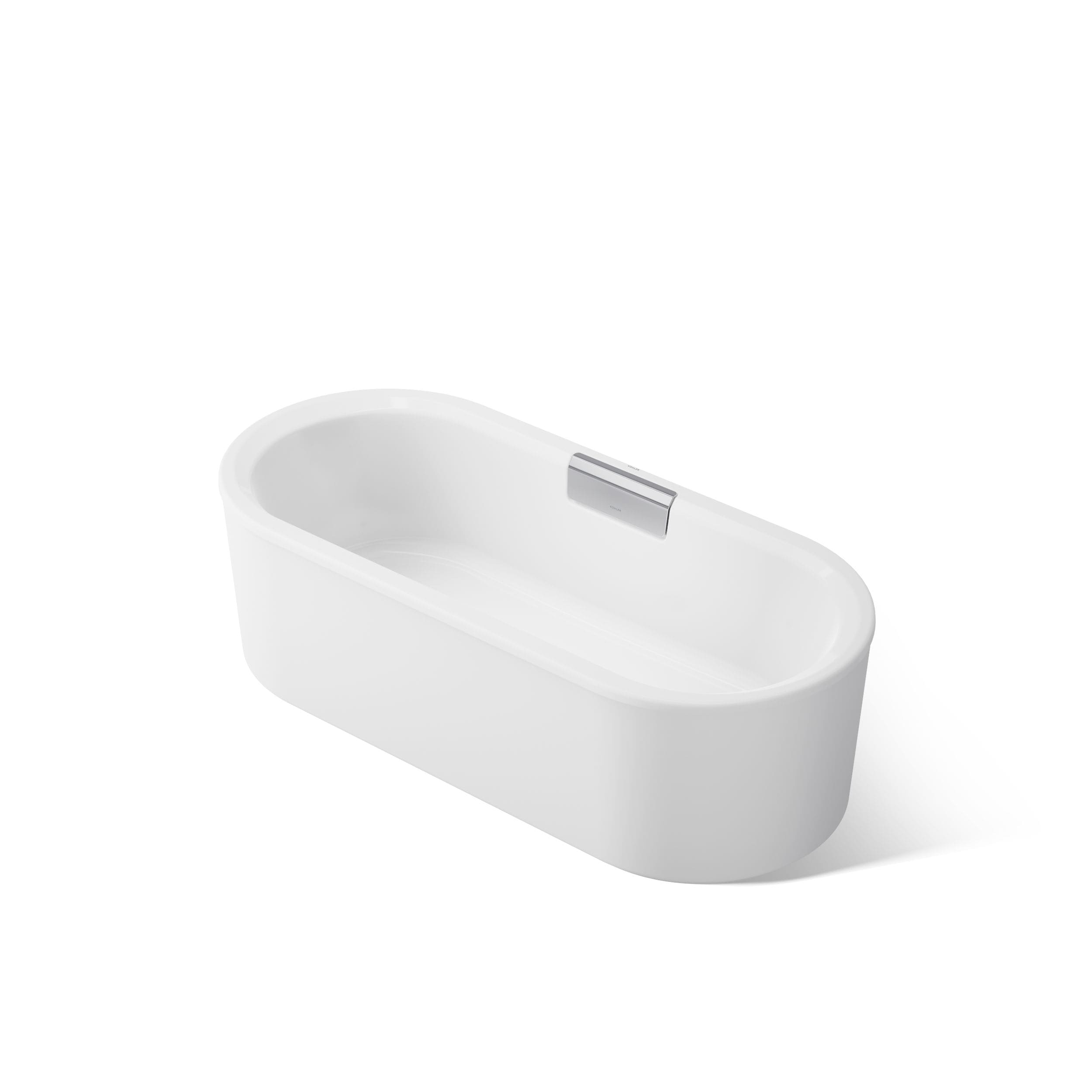 KOHLER Volute 28.38-in x 63-in White Cast Iron Oval Freestanding Soaking Bathtub ( Center Drain )