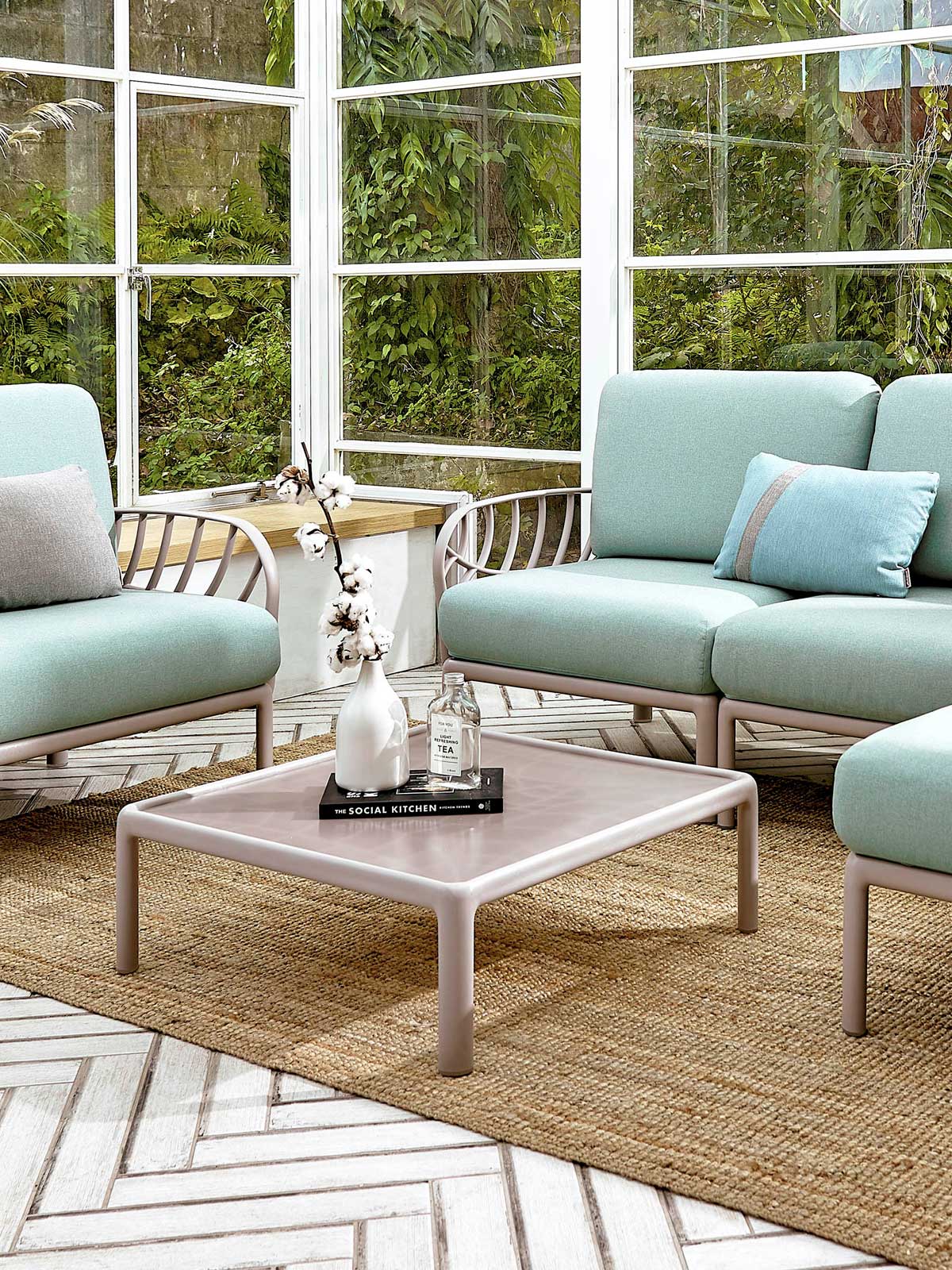 Gray Resin Square Outdoor Coffee Table
