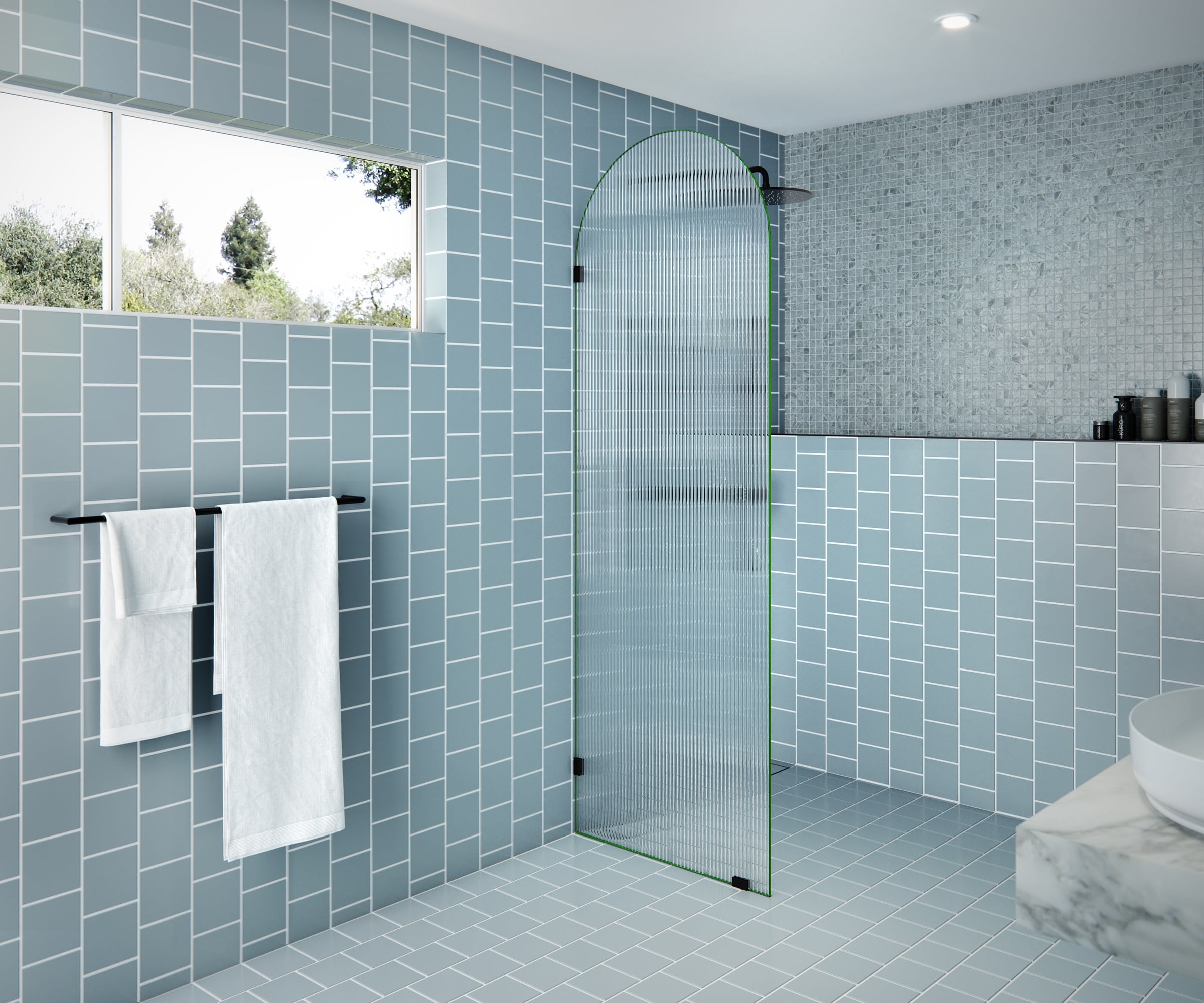 Glass Warehouse ARC-FL-28-ORB Maven Oil Rubbed Bronze 28-in W x 86.75-in H Frameless Fixed Shower Door 3/8-in Thick Tempered Glass
