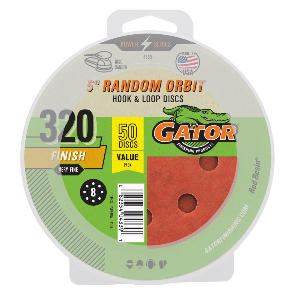 Gator In Hook and Loop Hole Discs 320 Grit 50pk 50-Piece Aluminum Oxide  320-Grit Disc Sandpaper in the Power Tool Sandpaper department at