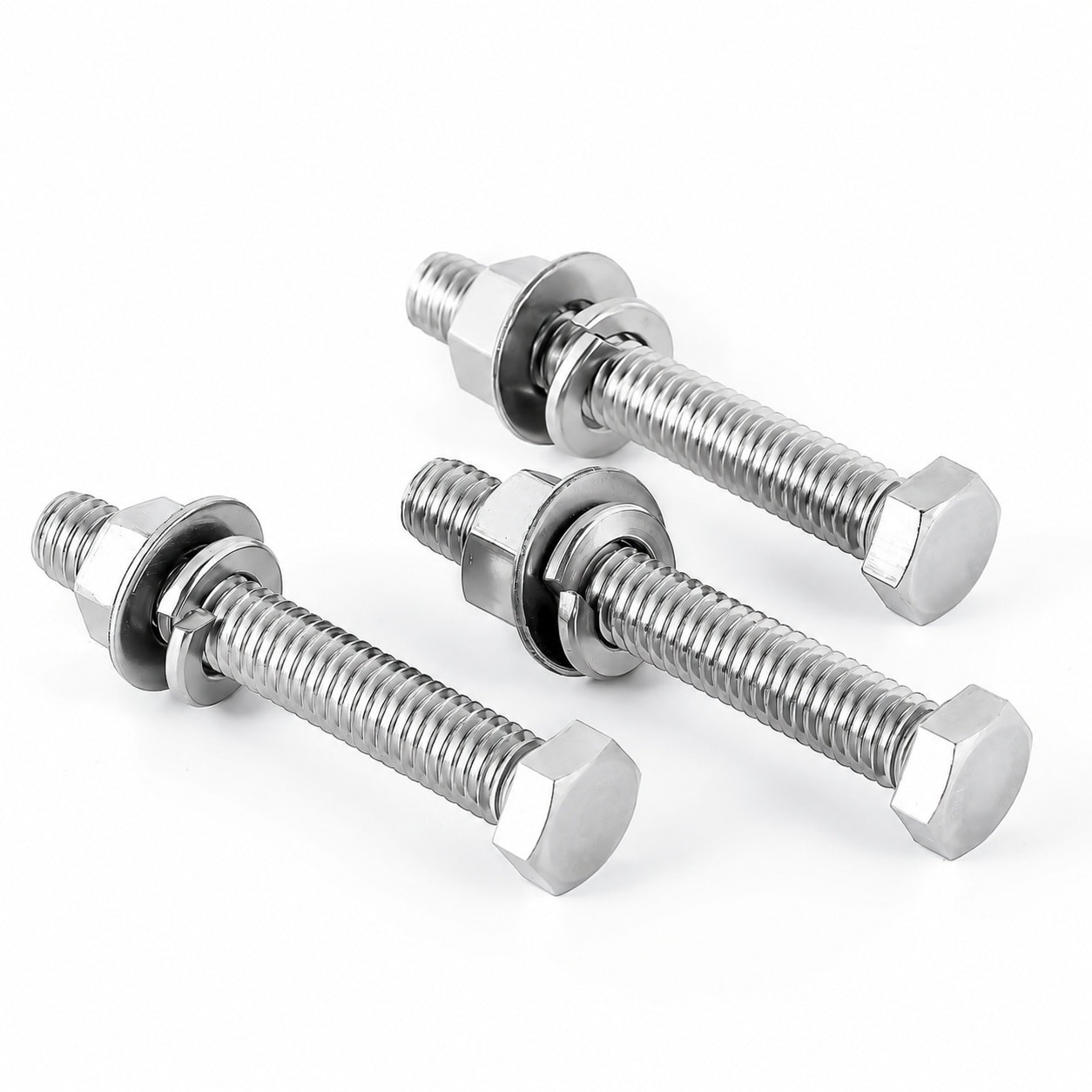 Ahfiwaso 3/8-16 x 3-1/2 Hex Head Screw Bolt Set Stainless Steel 18-8 Fully Threaded with Nuts Flat Washers and Lock Washers Bright Finish #LAH0803H387
