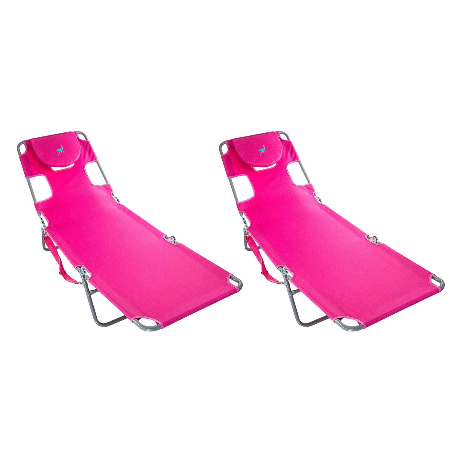 Ostrich 173379 Polyester Pink Folding Beach chair Adjustable and Carrying Strap/Handle Included