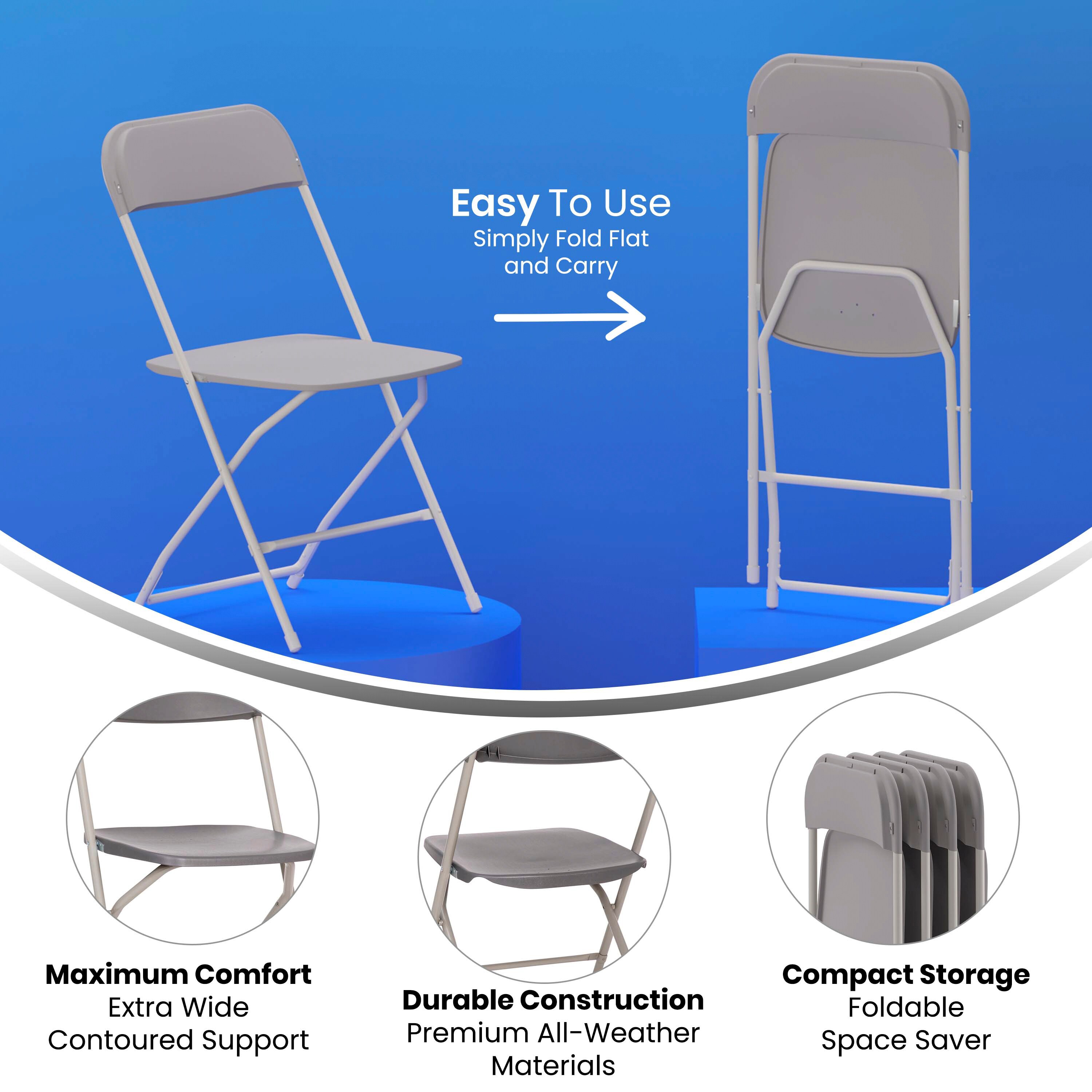Extra Wide Gray Metal & Plastic Armless Reception Chair