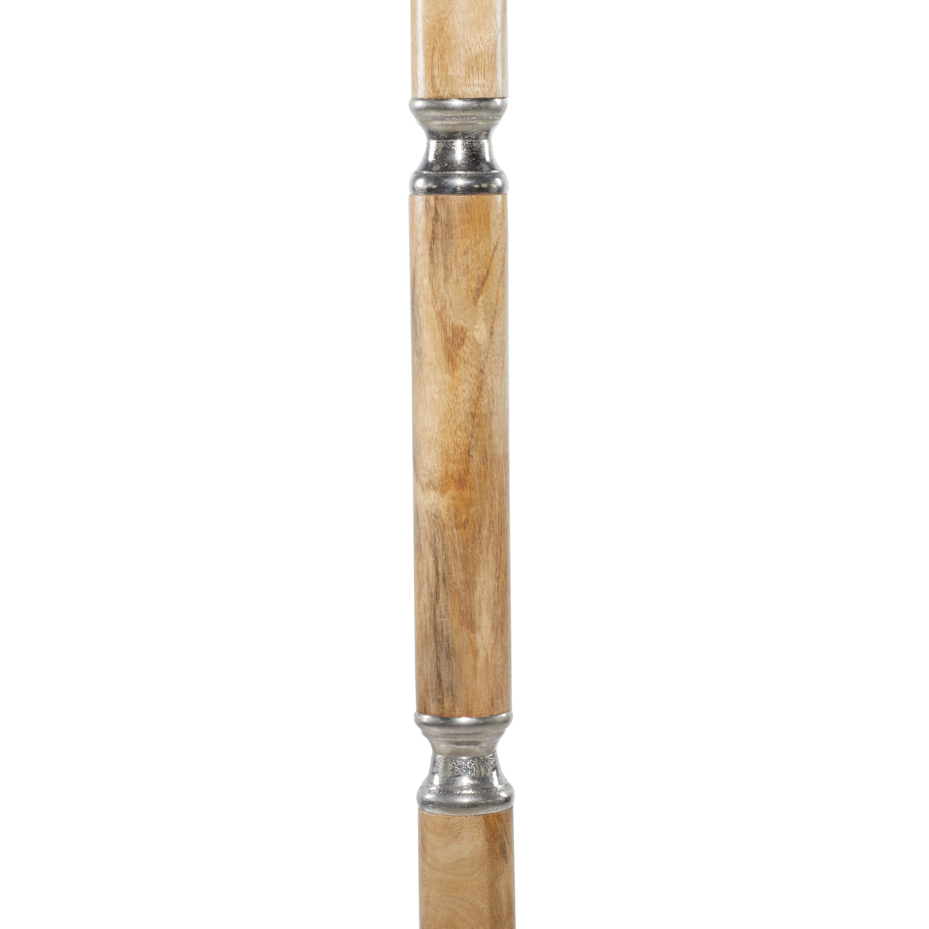 Silver and Wood Tall Coat Rack with Aluminum Hooks