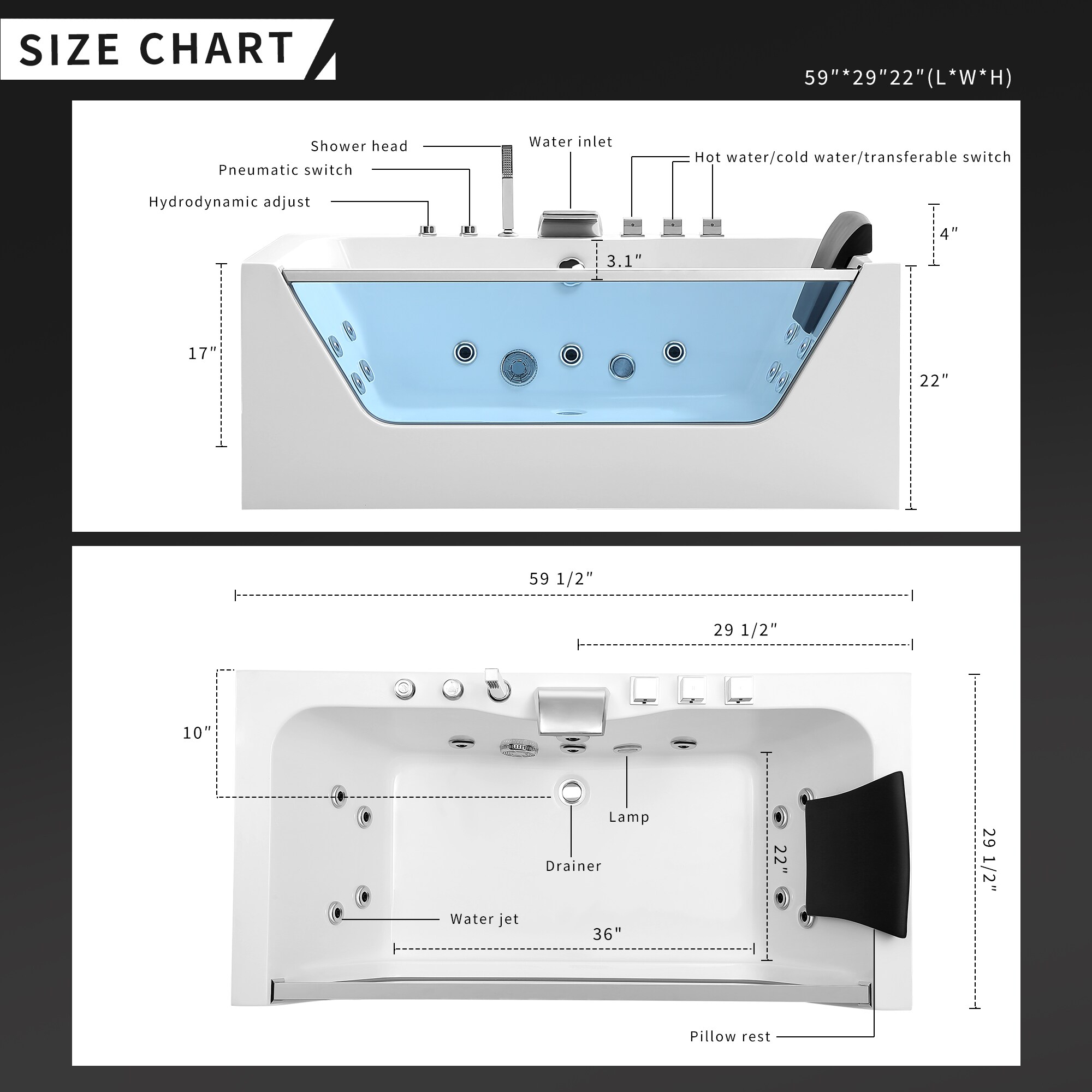 Empava EE-59JT408LED bathtubs - View #8