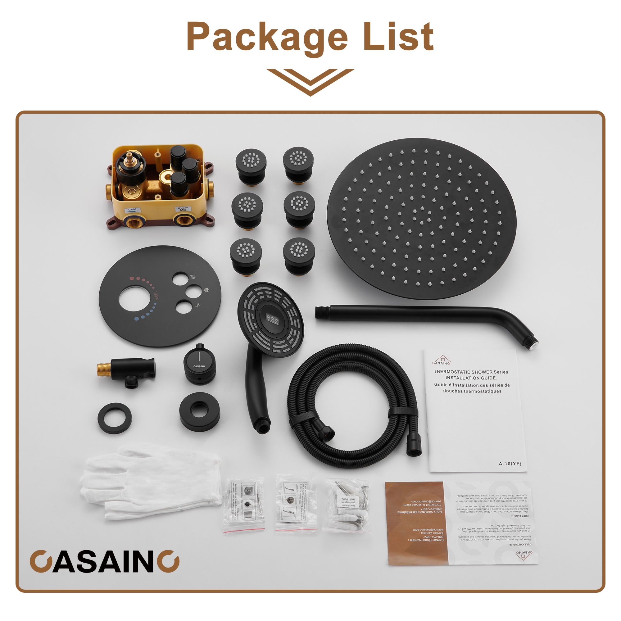 CASAINC CS6216-12MB Showerhead-Bar-Panels - View #12