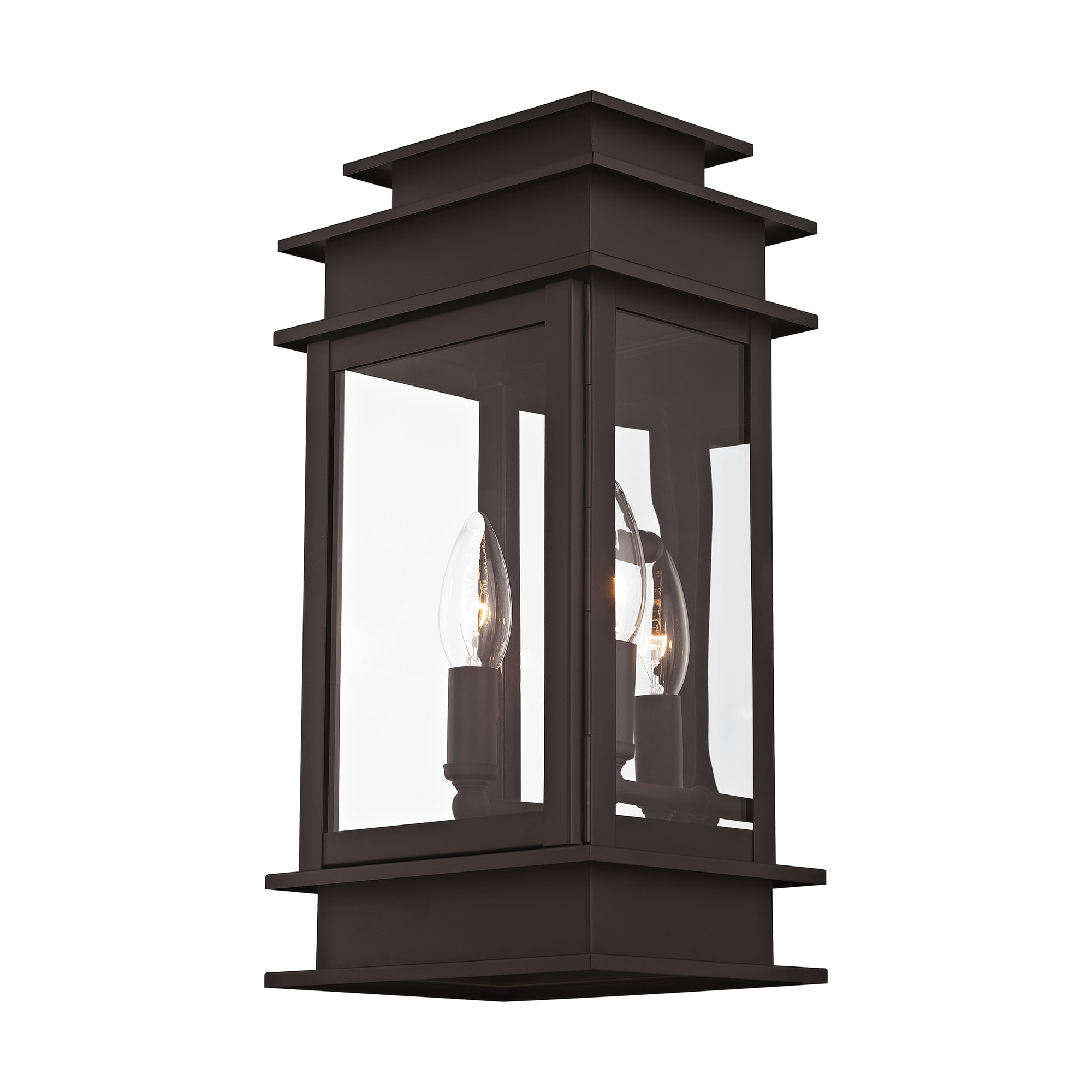Princeton Classic Bronze Dual-Light Outdoor Wall Lantern with Clear Glass