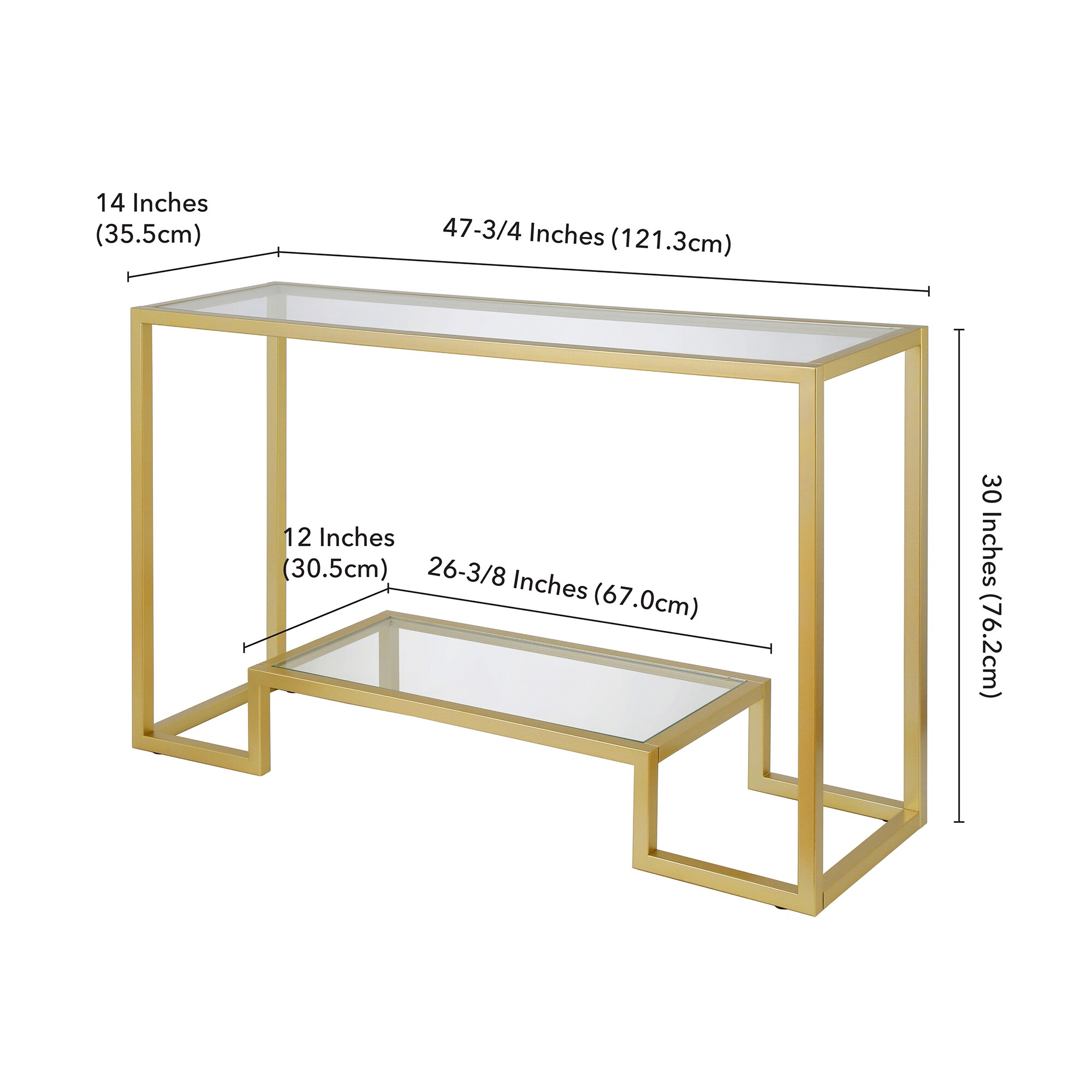 Hailey Home Athena Glam Brass Console Table in the Console Tables ...