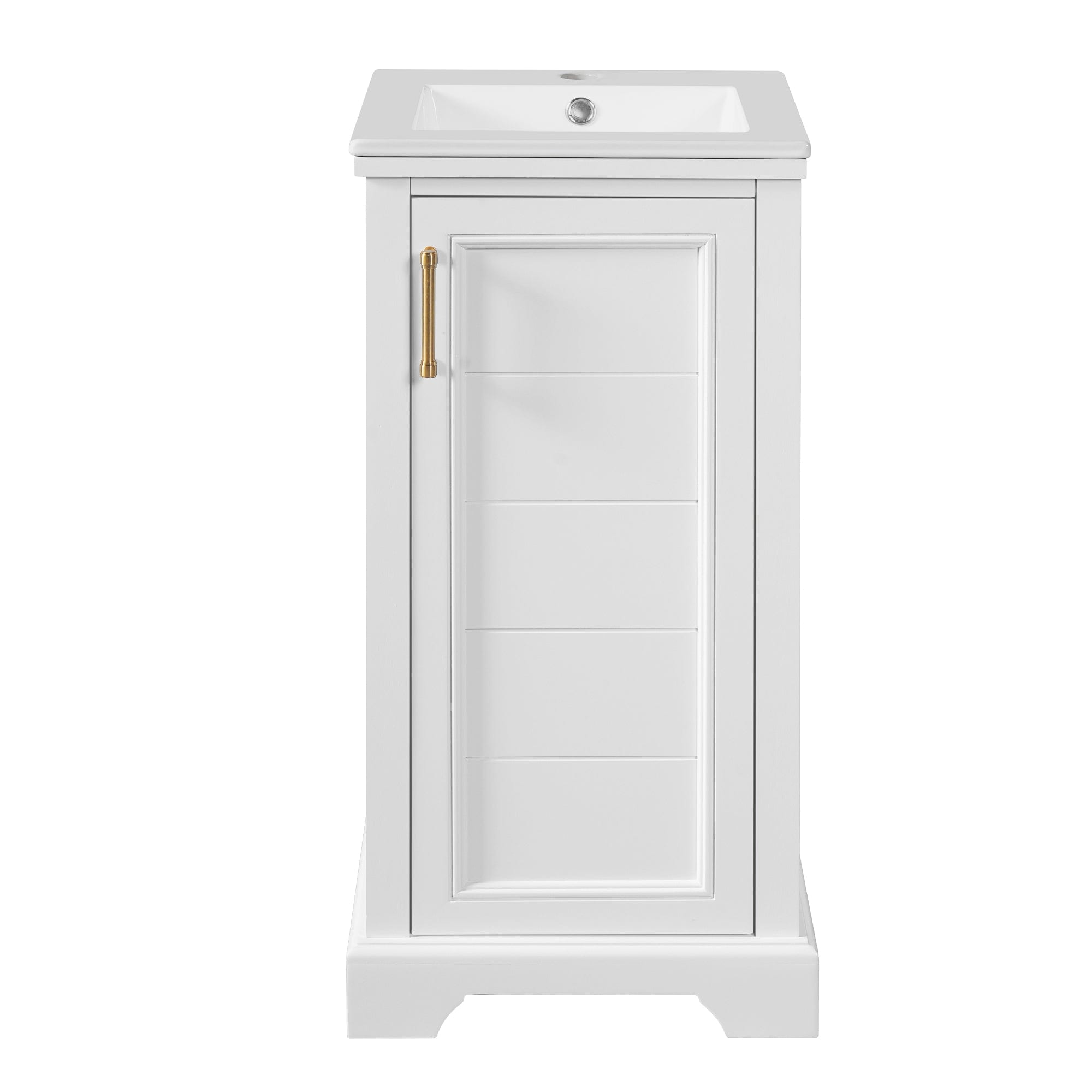 Vanityfus  16.5-in White Single Sink Bathroom Vanity with Ceramic Top Undermount 1 Soft-Closing Door Adjustable Shelves