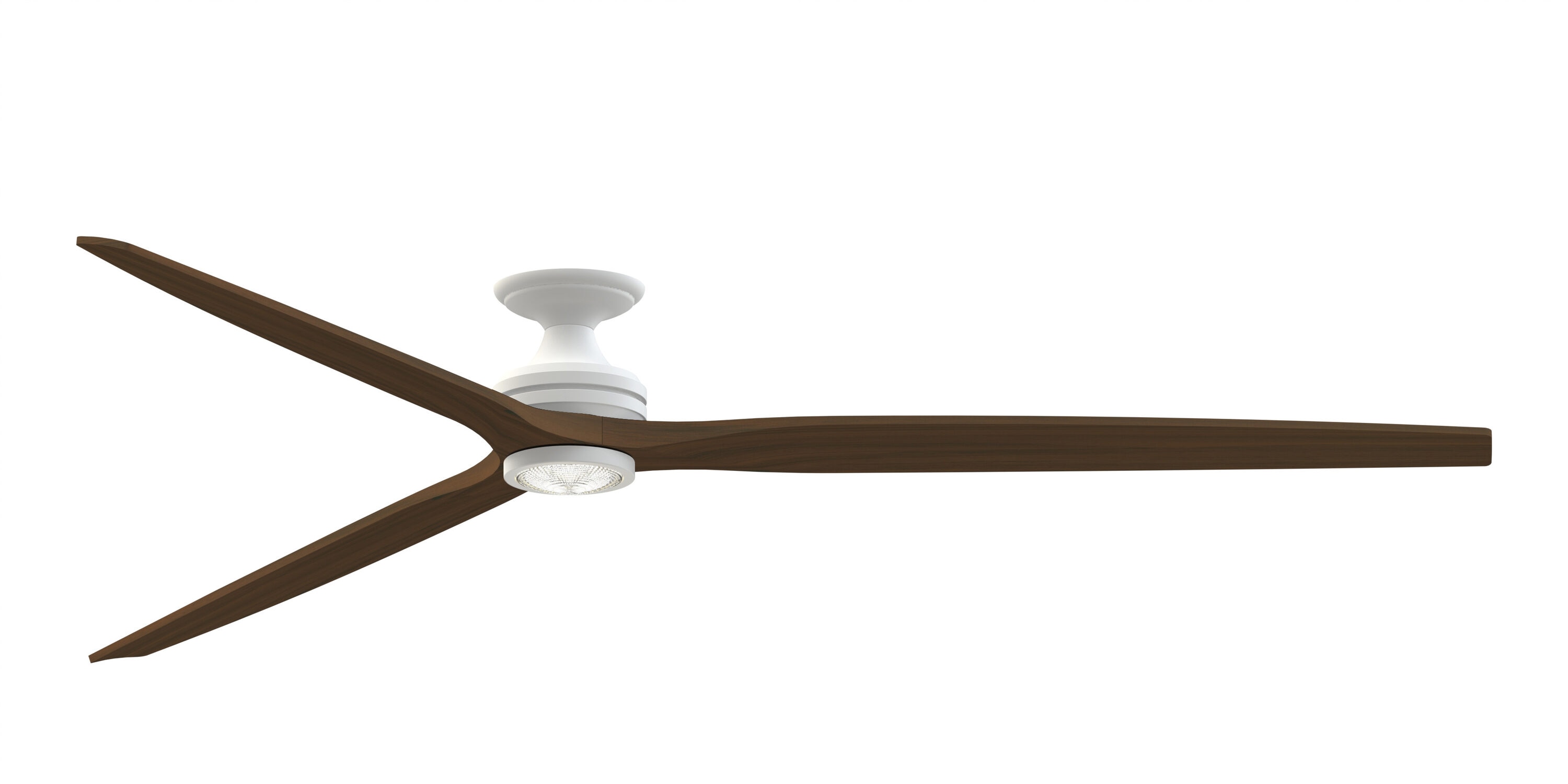 Fanimation FPD6721BMW-96WK-LK-F Spitfire 96-in Color-Changing Integrated LED Outdoor Flush Mount Smart Matte White with Whiskey Wood Blades Propeller Ceiling Fan With Light - Remote Included ( 3 -Blade )