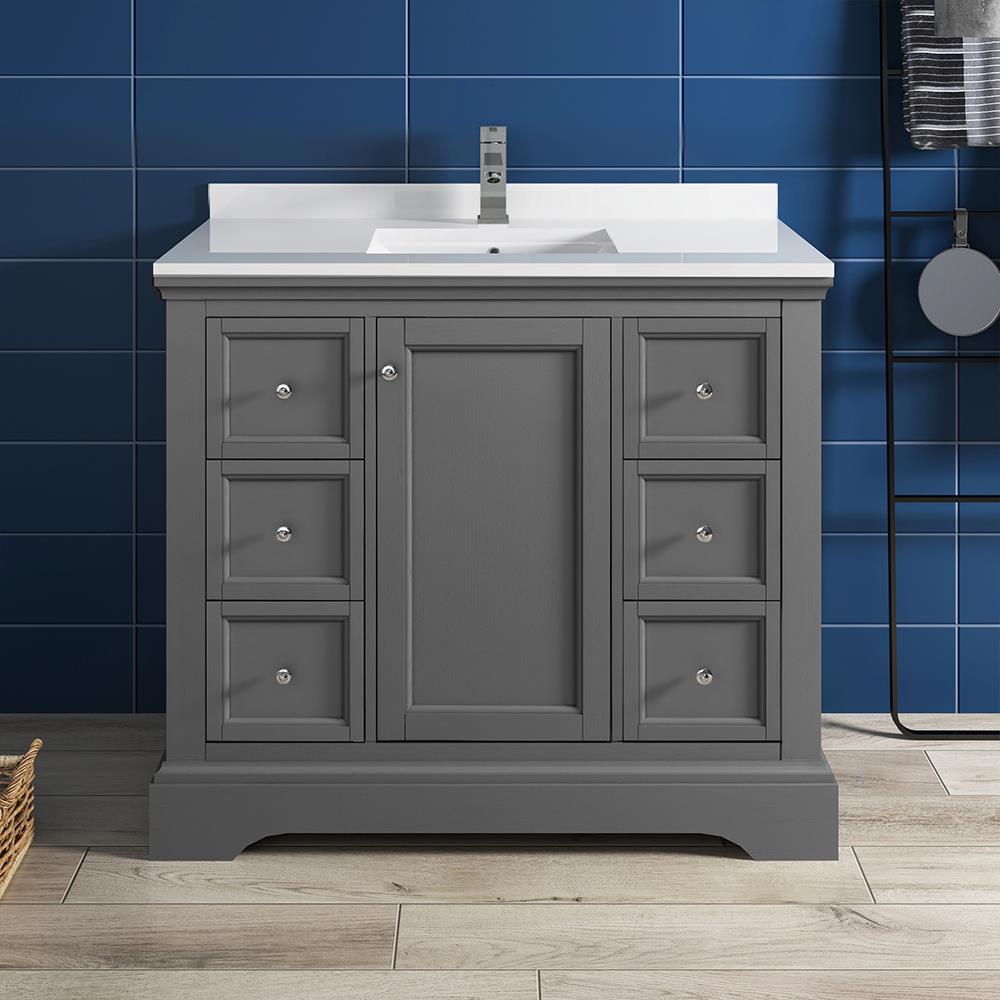 Fresca Windsor 40-in Gray Undermount Single Sink Bathroom Vanity with ...