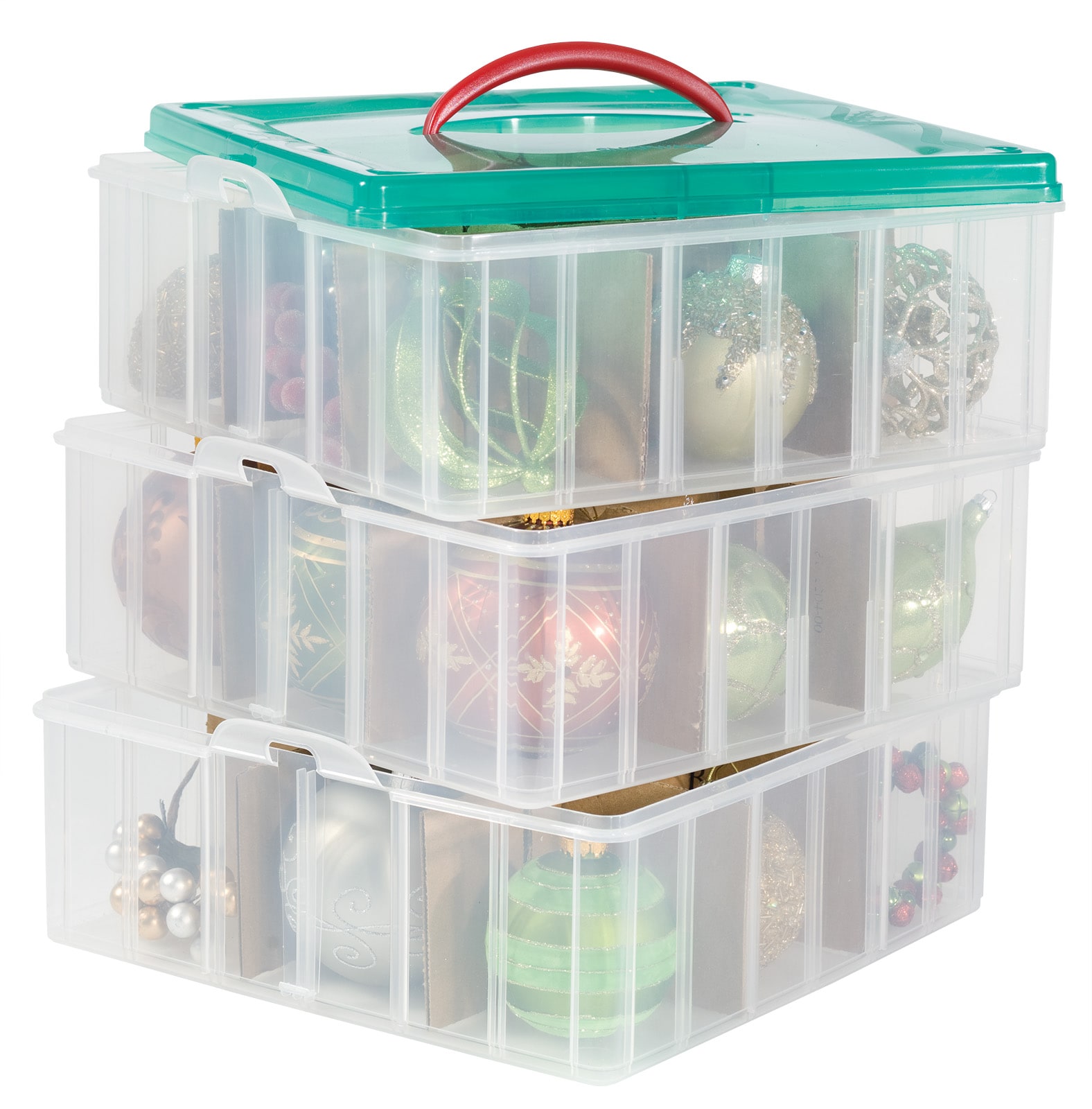 3-Tier Transparent Stackable Adjustable Compartment Slot Plastic Craft  Storage Box Organizer ,Sewing Box,Snap-lock Tray Container for Organizing  Art