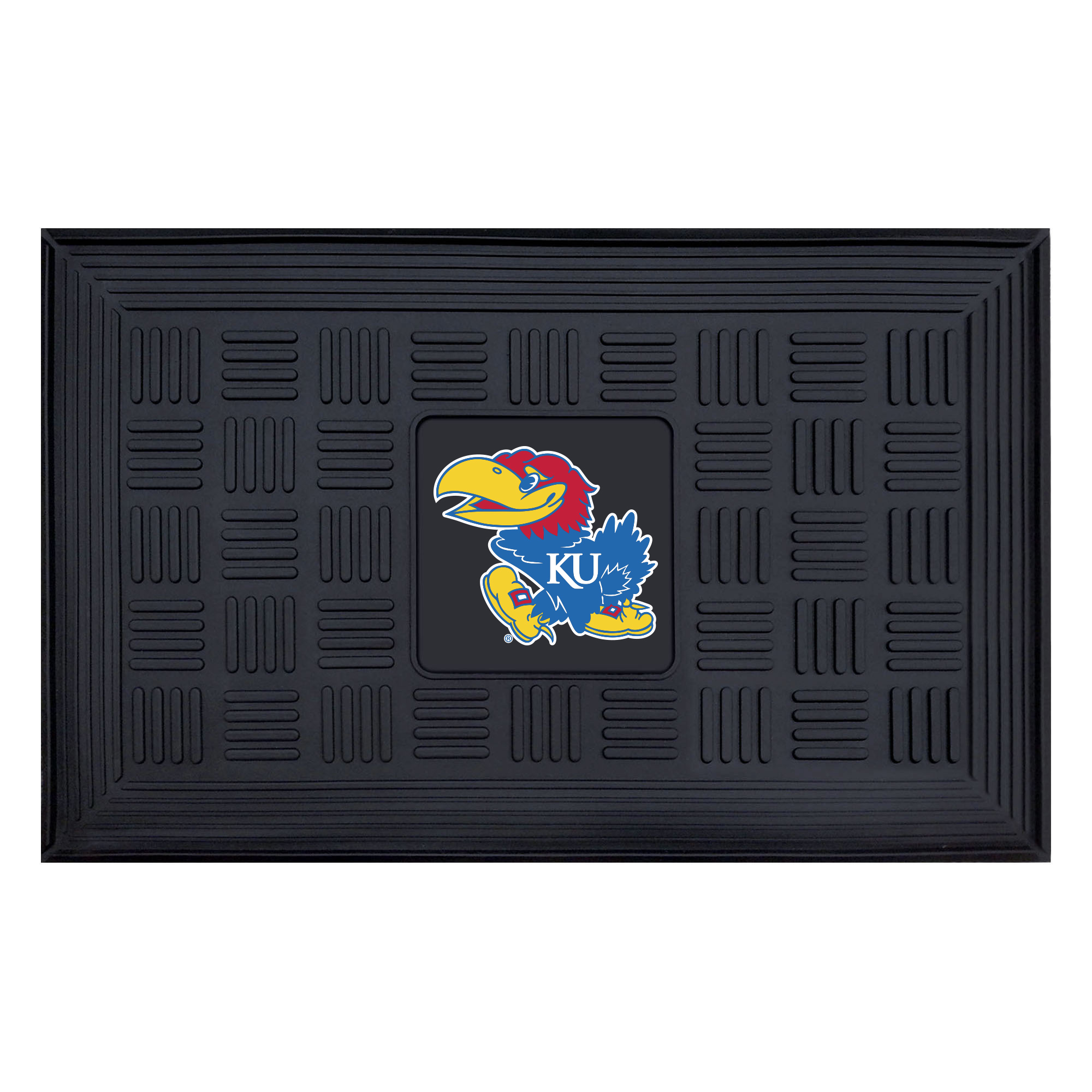 FANMATS 11359 Kansas Jayhawks 2-ft x 3-ft Black Vinyl Rectangular Indoor or Outdoor Decorative Sports Door Mat