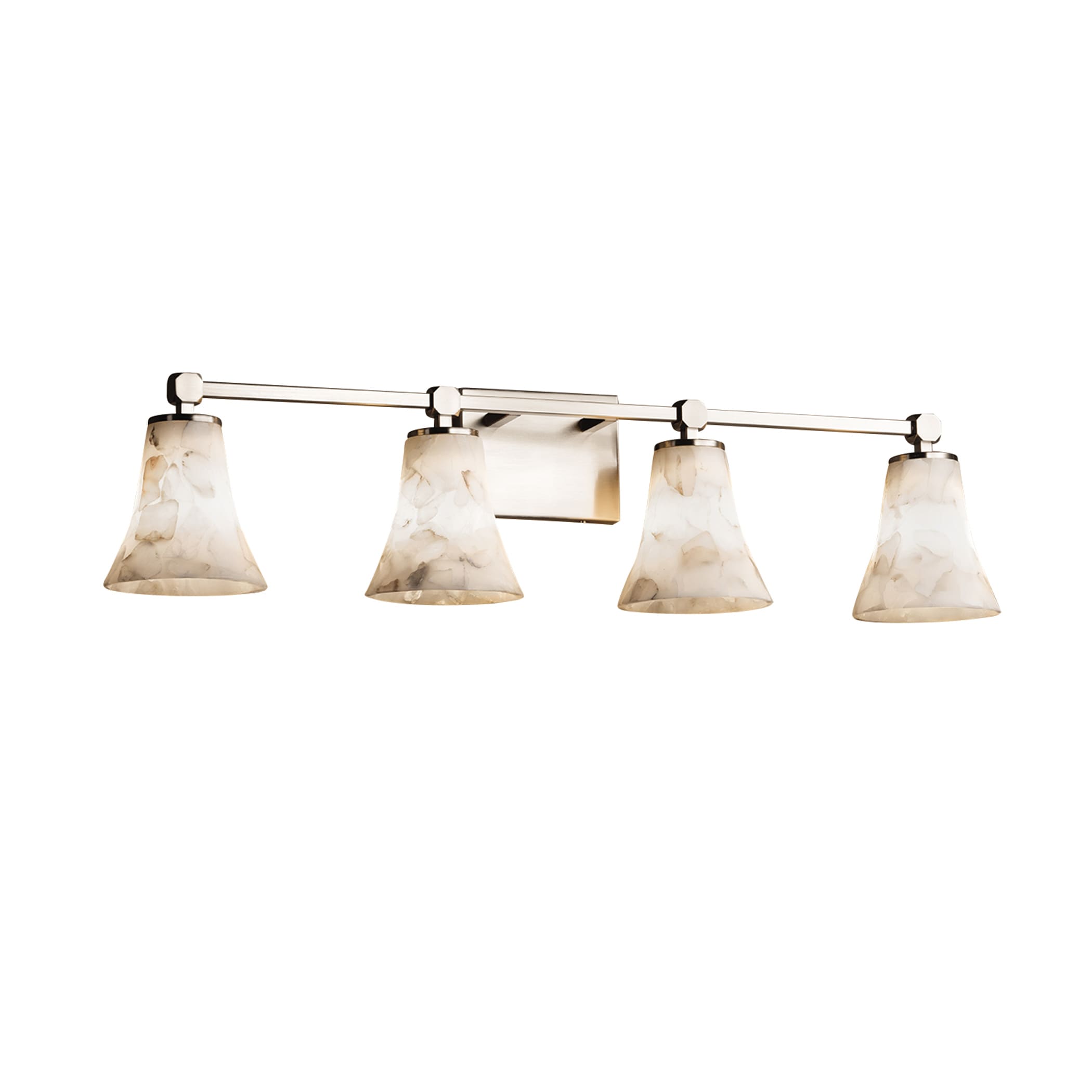 Justice Design Group ALR-8424-20-NCKL Alabaster Rocks 32.5-in 4-Light Brushed Nickel Transitional Vanity Light
