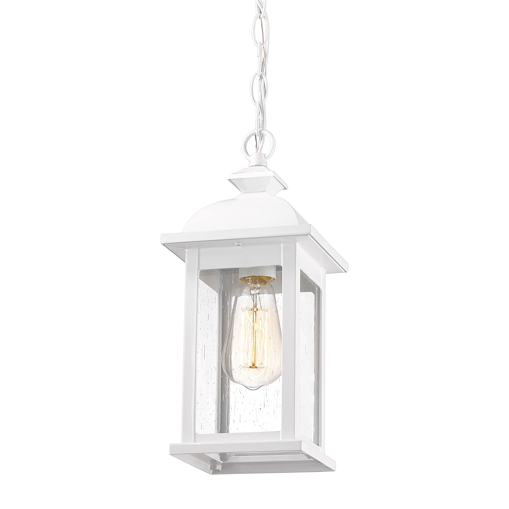 LTMATE LS4FD54H2 WH JAZAVA White Industrial Seeded glass Lantern Small Outdoor Hanging Pendant light