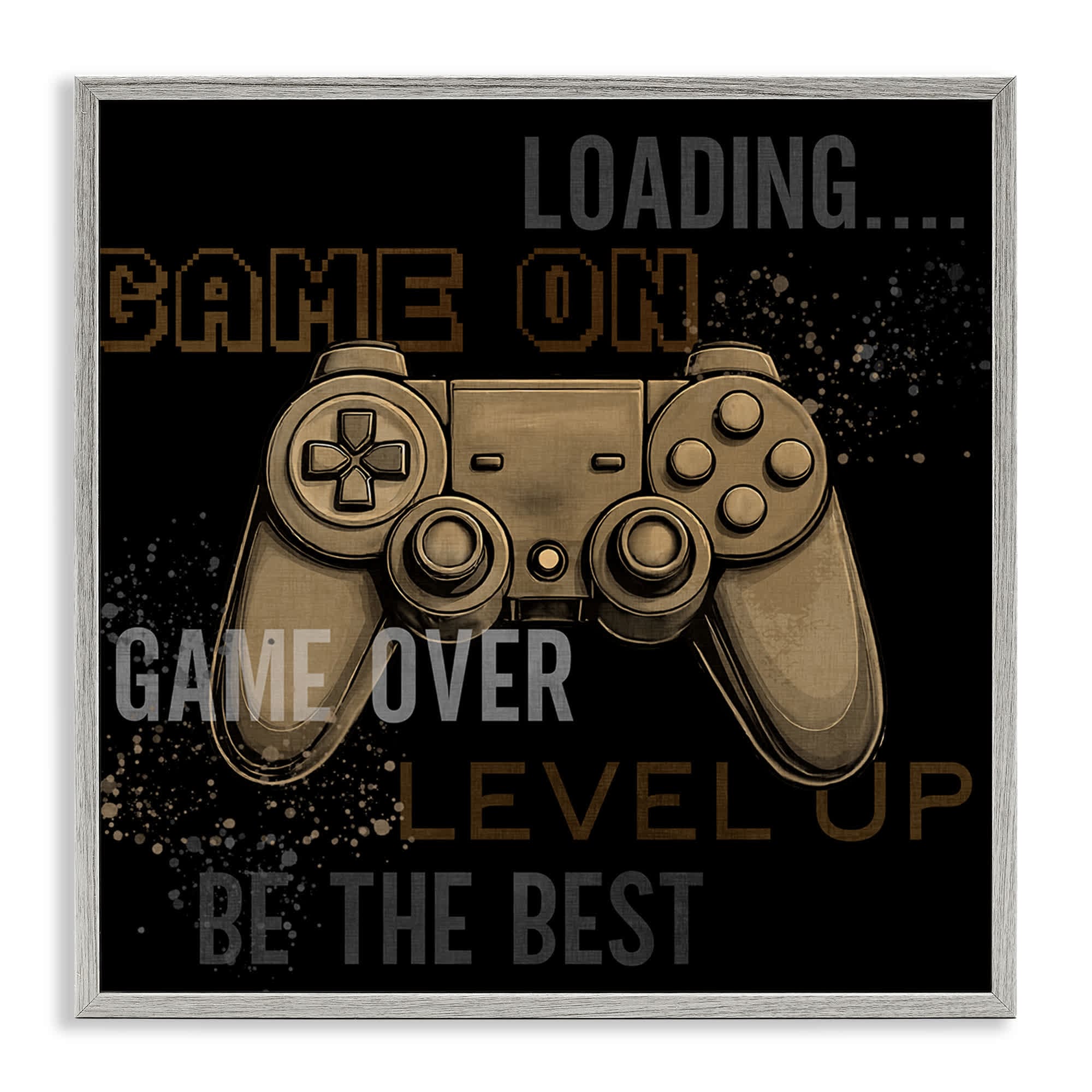 Stupell Industries BS-063-GFF-24X24 Gamer Controls Phrases Gray Framed Giclee Art By Kim Allen 24 x 24