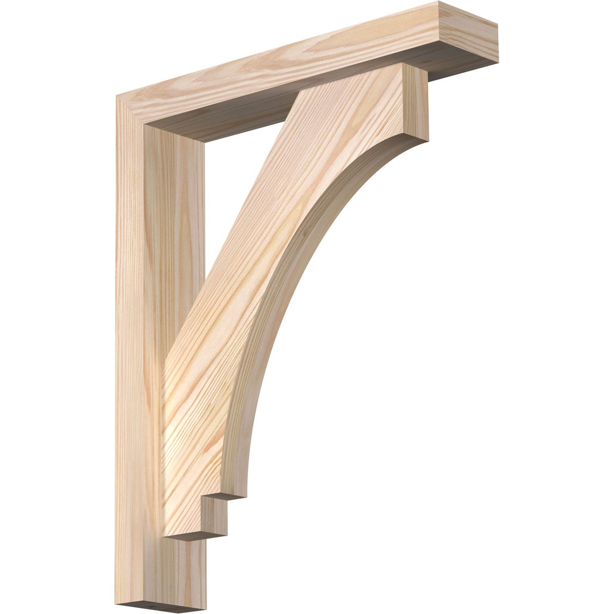 Ekena Millwork 1462909 Imperial Block Smooth Bracket with Offset Brace 3-1/2-in x 16-in x 20-in Douglas fir Brown Wood Standard bracket