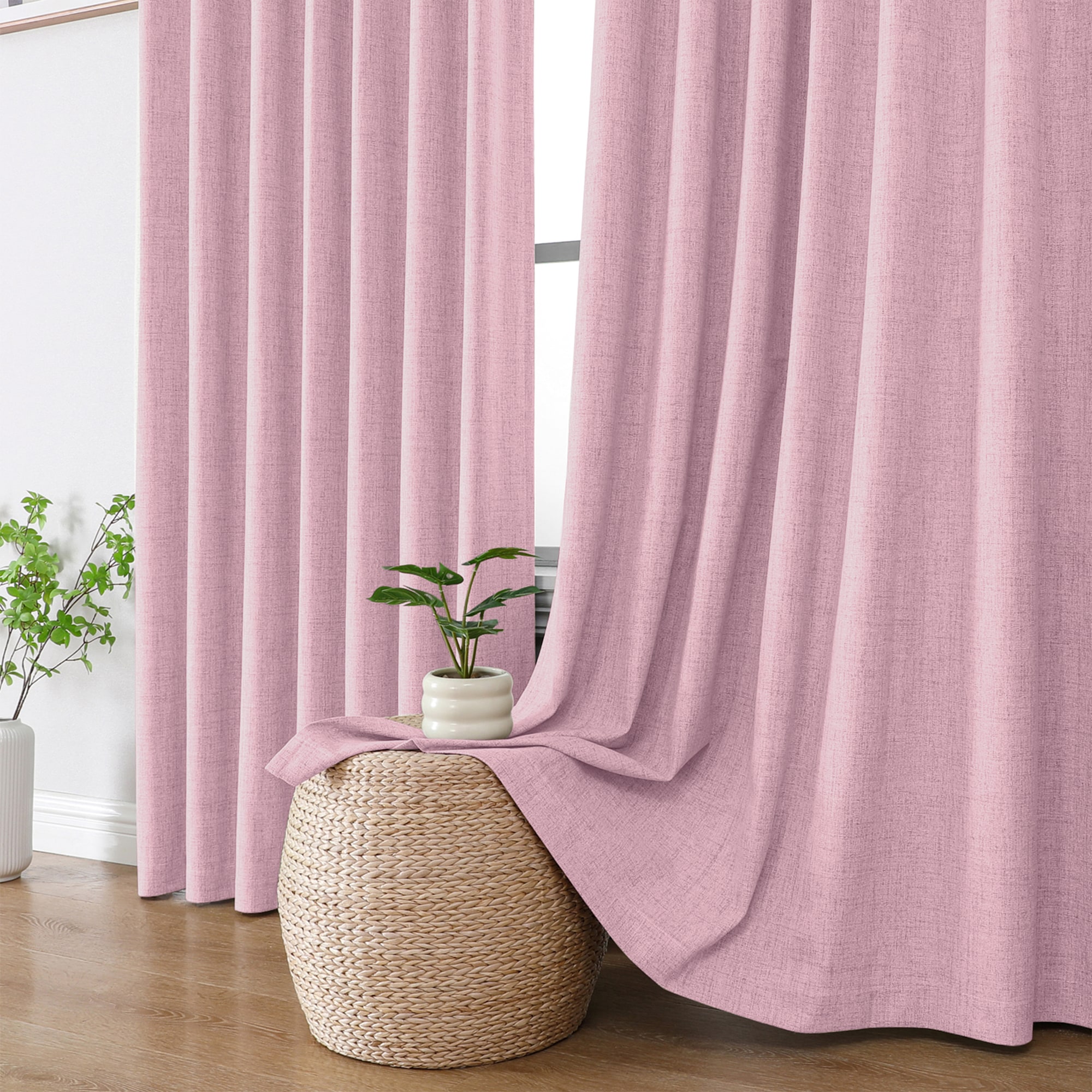 JOYDECO 120-in Pink Blackout Back tab/Pinch pleat/Rod pocket