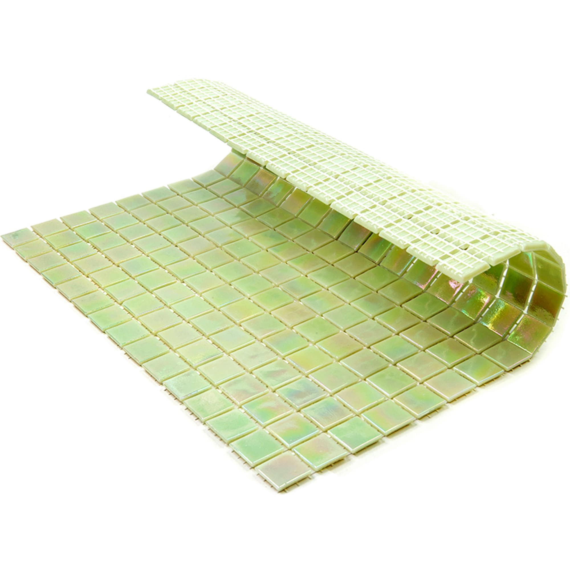 Nacreous 12" x 12" Glossy Green Glass Mosaic Tile