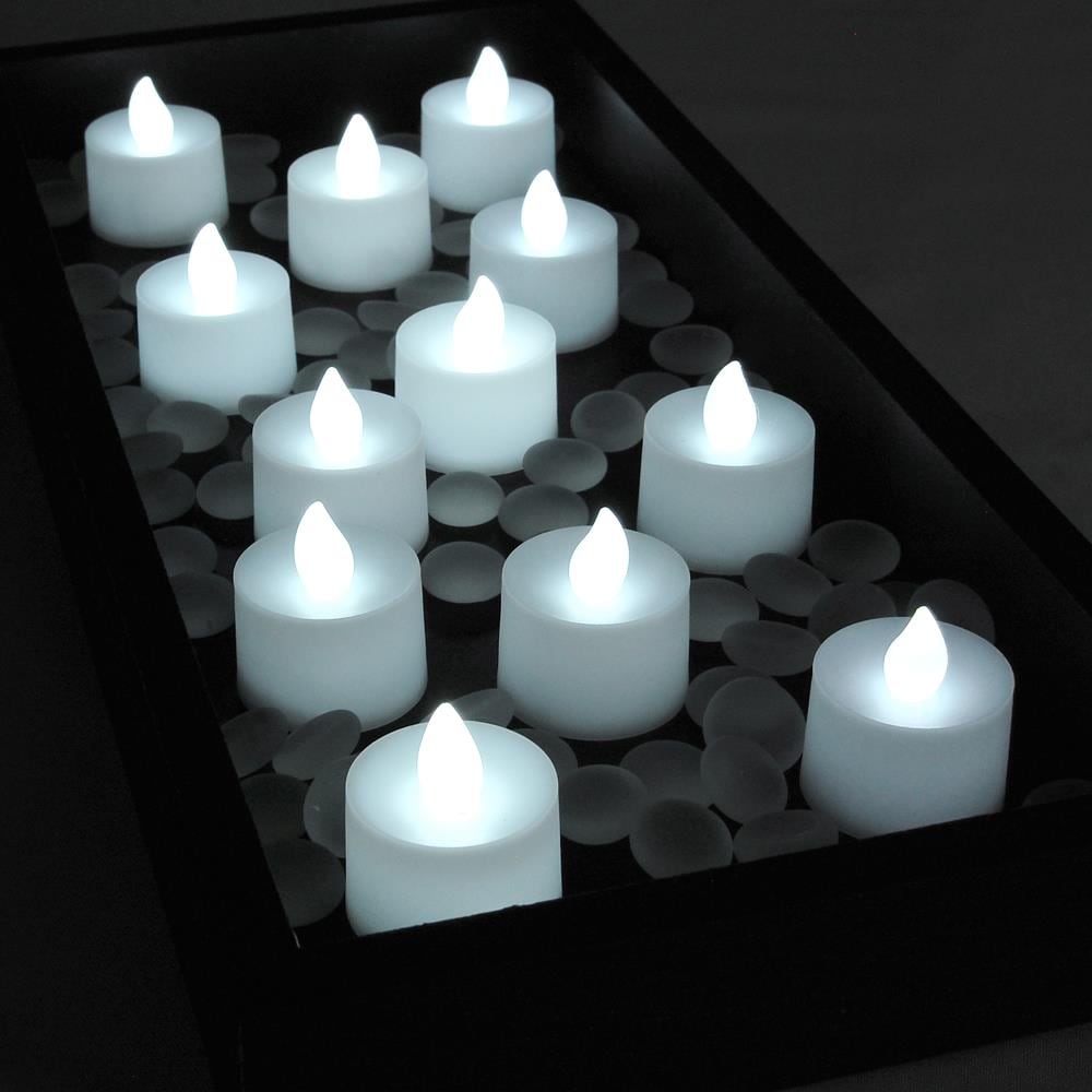 Lumabase Battery Operated LED Tea Light Candles, Set of 12 - Black