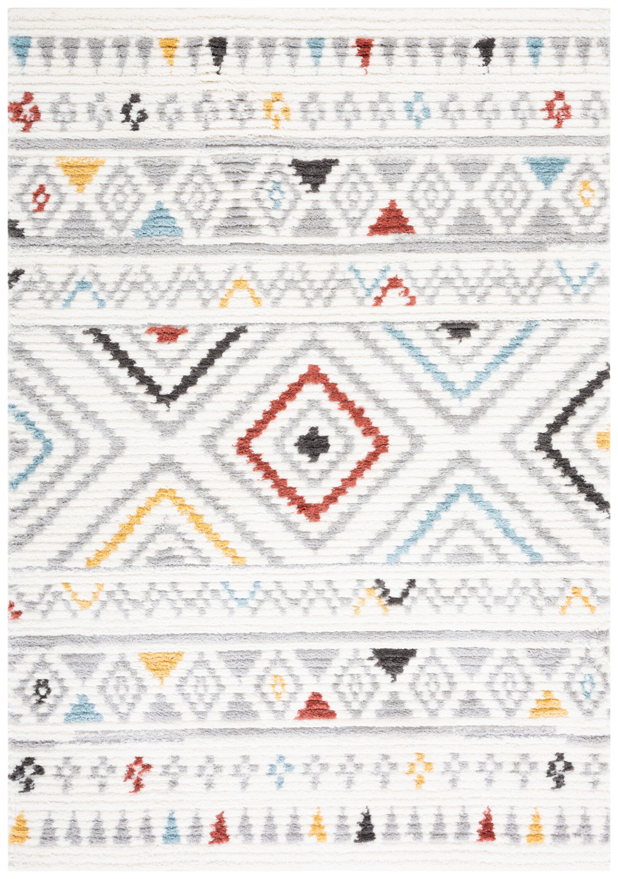 Marrakesh Ivory and Grey 8' x 10' Synthetic Area Rug