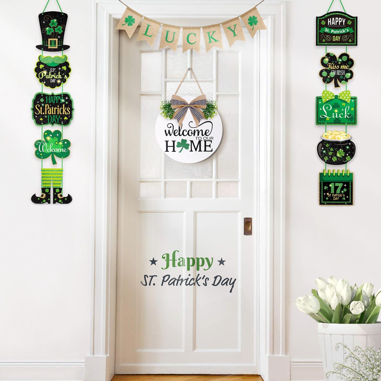 KHKFY Interchangeable Welcome Sign Solid Wooden Seasonal Holiday Icons ...