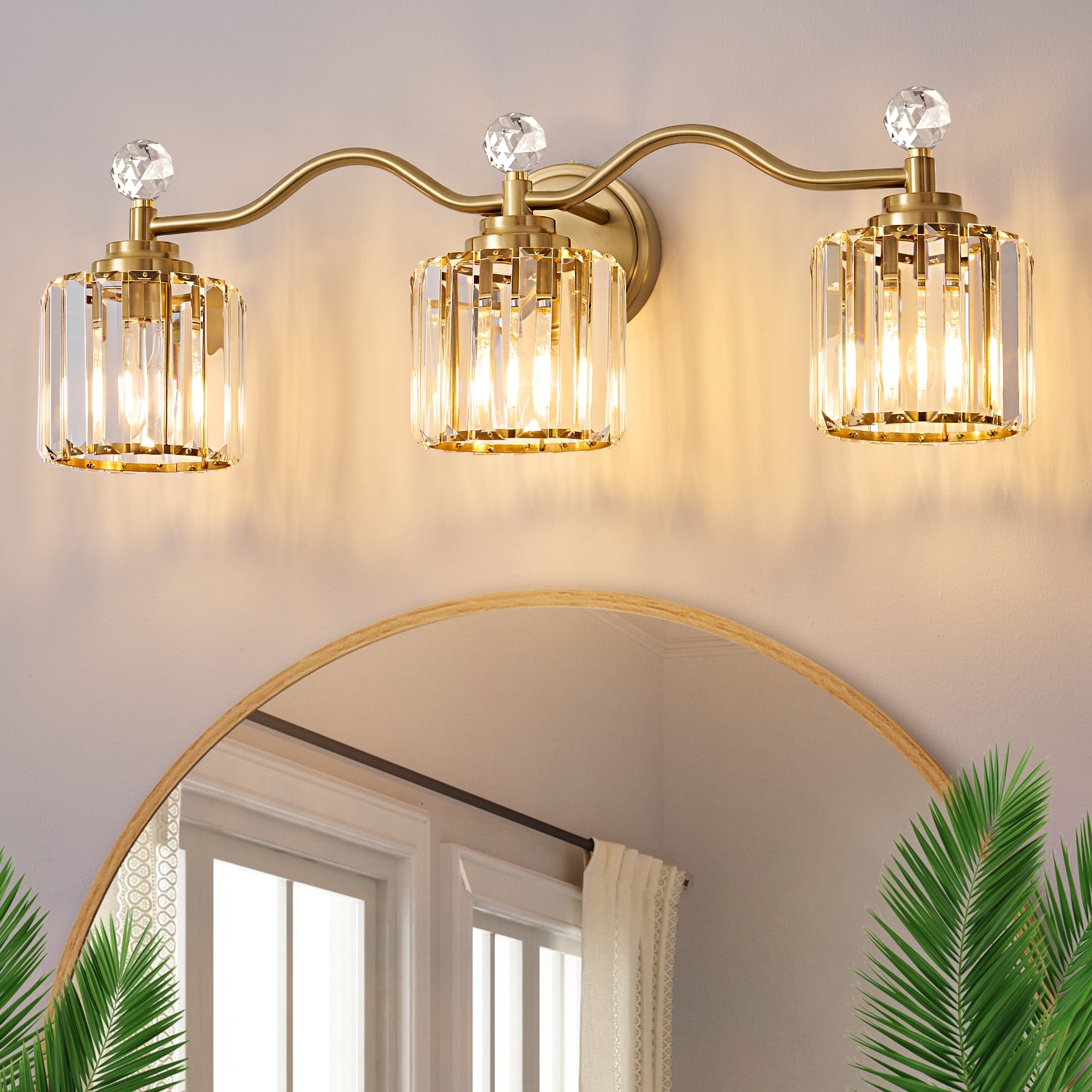POWLIG L-807-3G Vanity Light 26-in 3 -Light Brushed Gold Glam Vanity light
