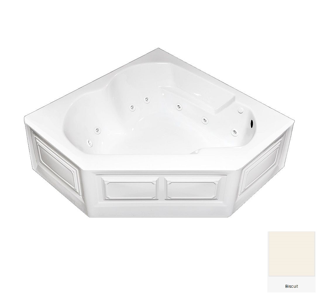 Laurel Mountain 6060DPWASR528 Dual Corner Plus Skirted 59.625-Inches x 59.625-Inches Biscuit Acrylic Corner Alcove Whirlpool and air bath combination tub ( Right Drain )