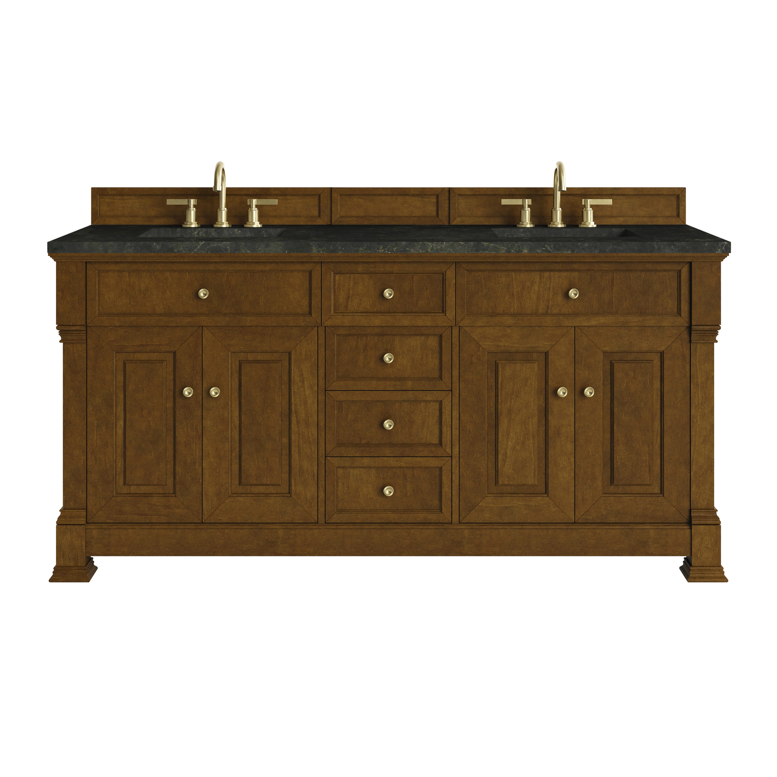James Martin Vanities Brookfield 72-in Honey Oak Undermount Double Sink Bathroom Vanity with Phantome Quartz Top
