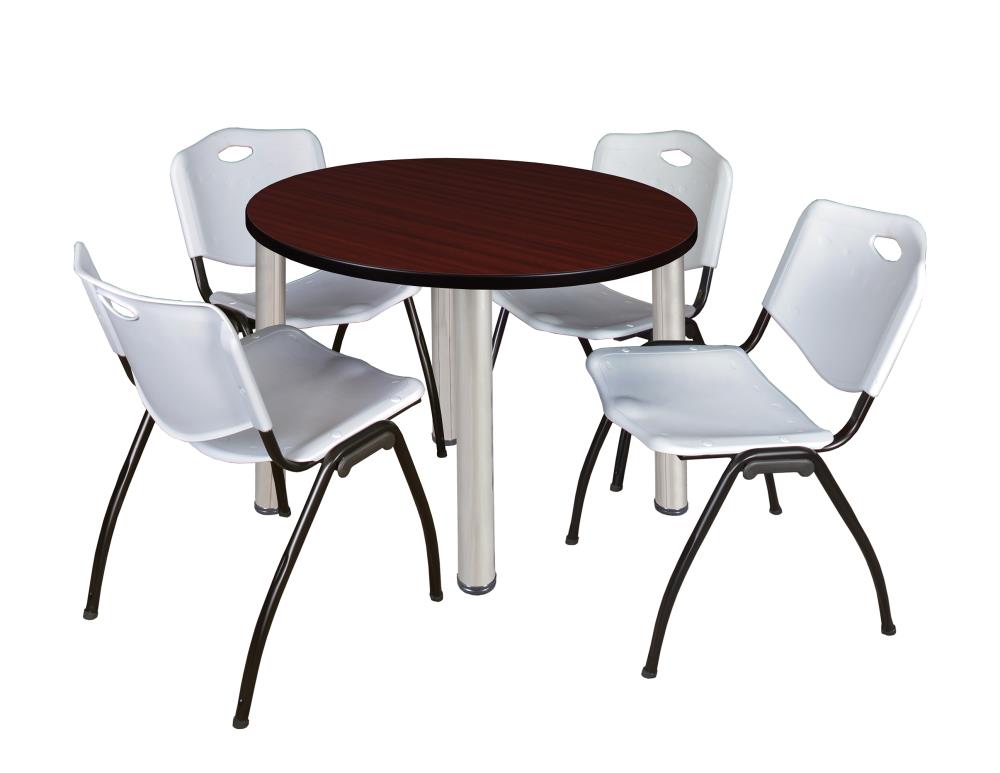 Regency TB42RNDMHBPCM47GY Breakroom Brown 4-Person Training Table (42-in W x 29-in H)