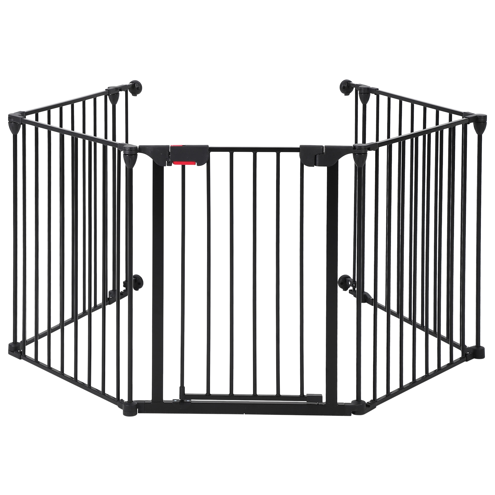 Garvee 5 Panel Metal Baby and Pet Safety Gate 29 Inch Tall Freestanding Collapsible Playpen with Door Black