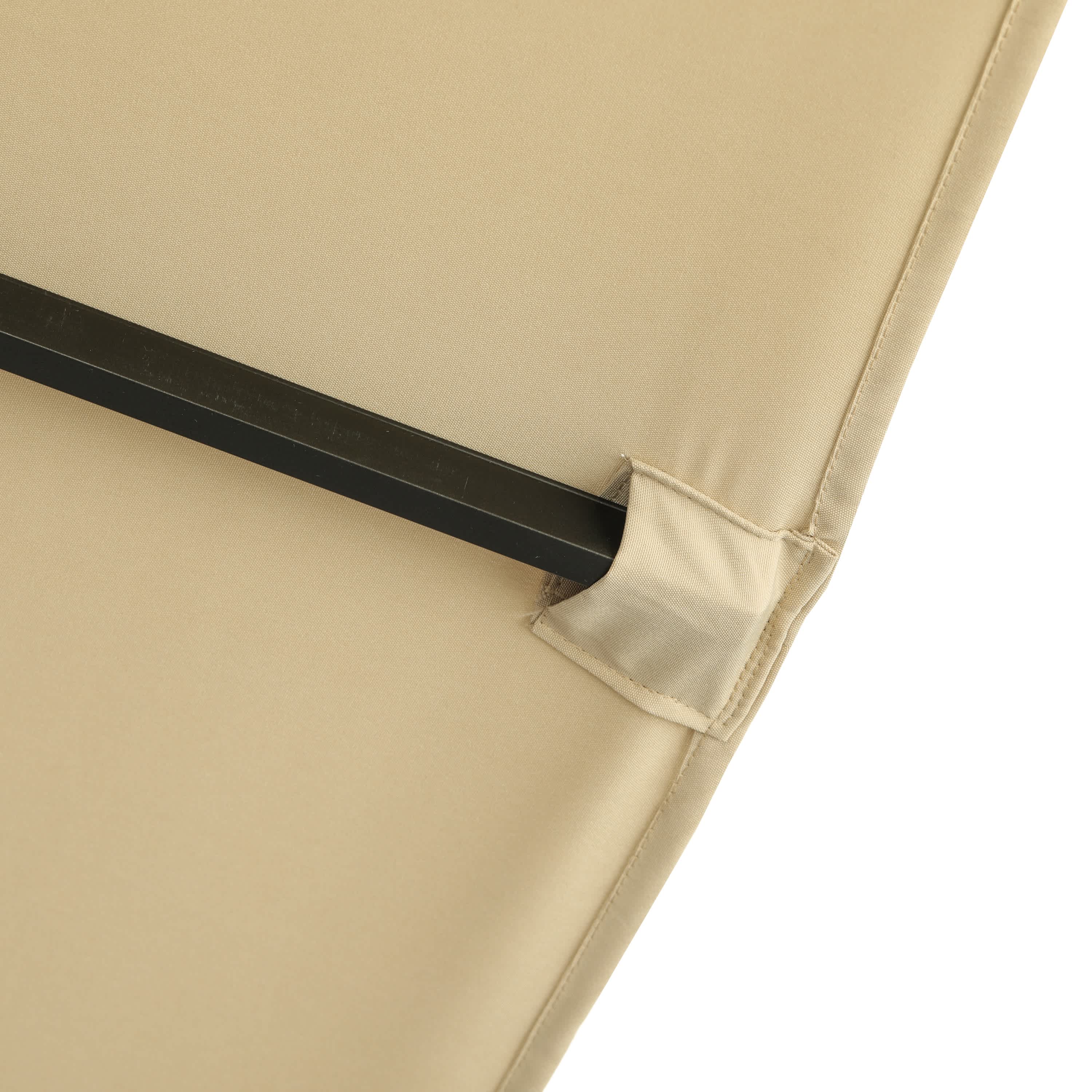 Bimini 6.5' x 10' Beige Polyester Market Umbrella with Steel Pole