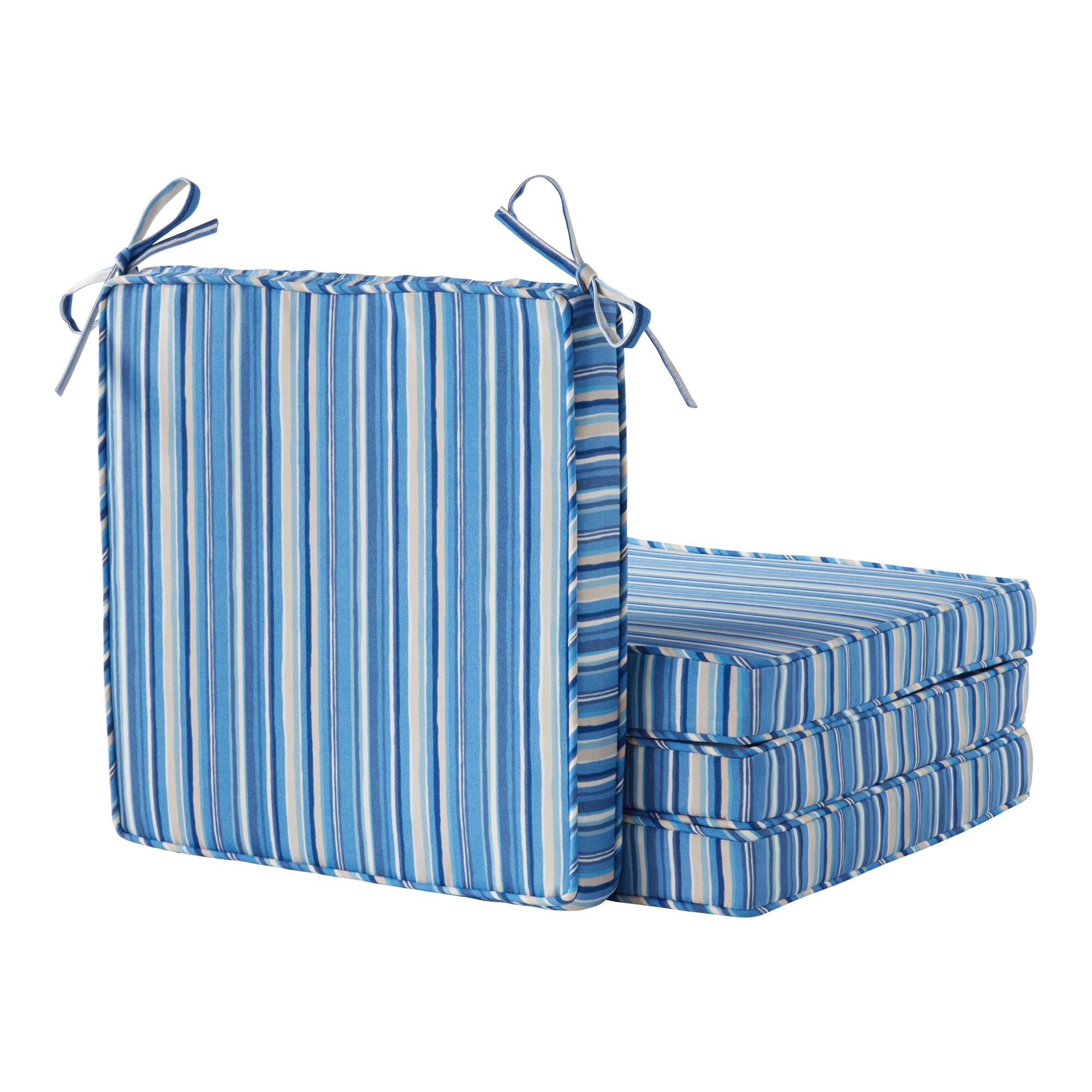 Greendale Home Fashions OP2100S4-SAPPHIRE 18-in x 18-in 4 -Piece Sapphire Stripe Patio chair cushion