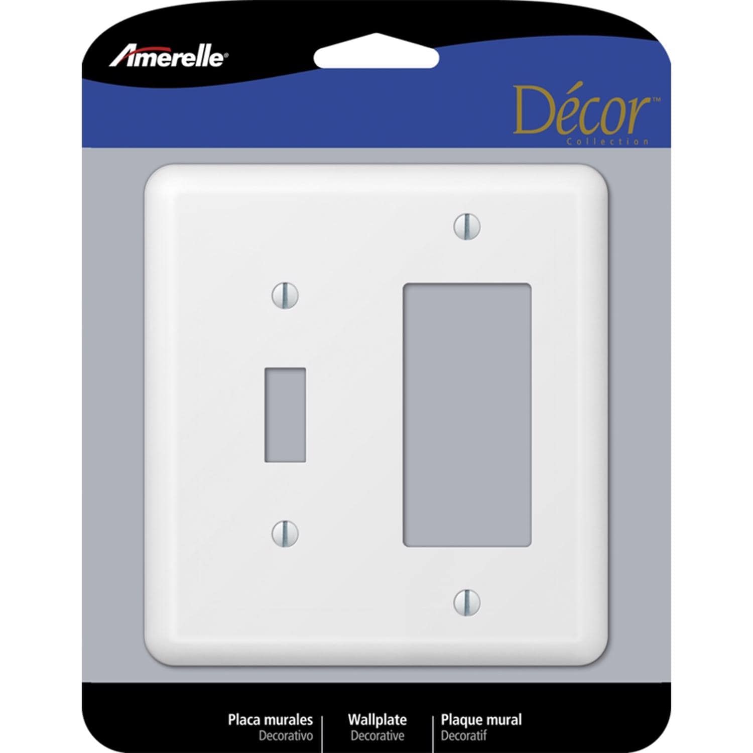 Amerelle Devon White 2 gang Stamped Steel Decorator/Toggle Wall Plate 1 pk #EJD3009152