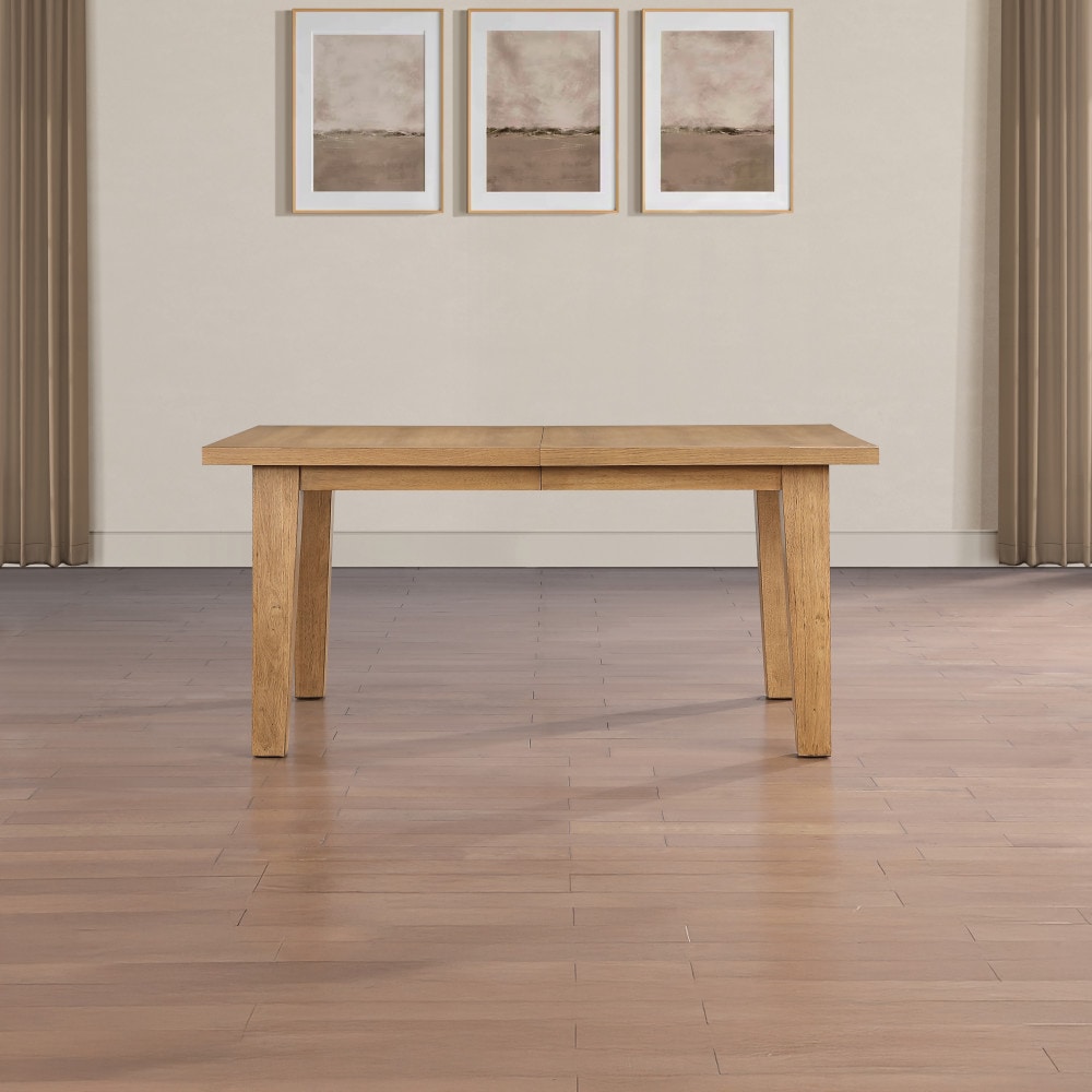 Steve Silver - Sommerset Natural Oak Rustic Extending Self-storing leaf Wood Dining Table, with N...
