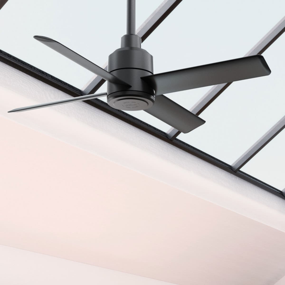 Hunter 76253 Trak 72-in Outdoor Black with Black Blades Ceiling Fan Without Light - Remote Included ( 4 -Blade )