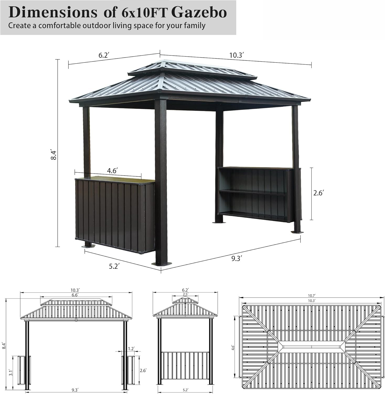 ToolCat BZ2-31-PW Wood-Resin-Gazebos - View #7