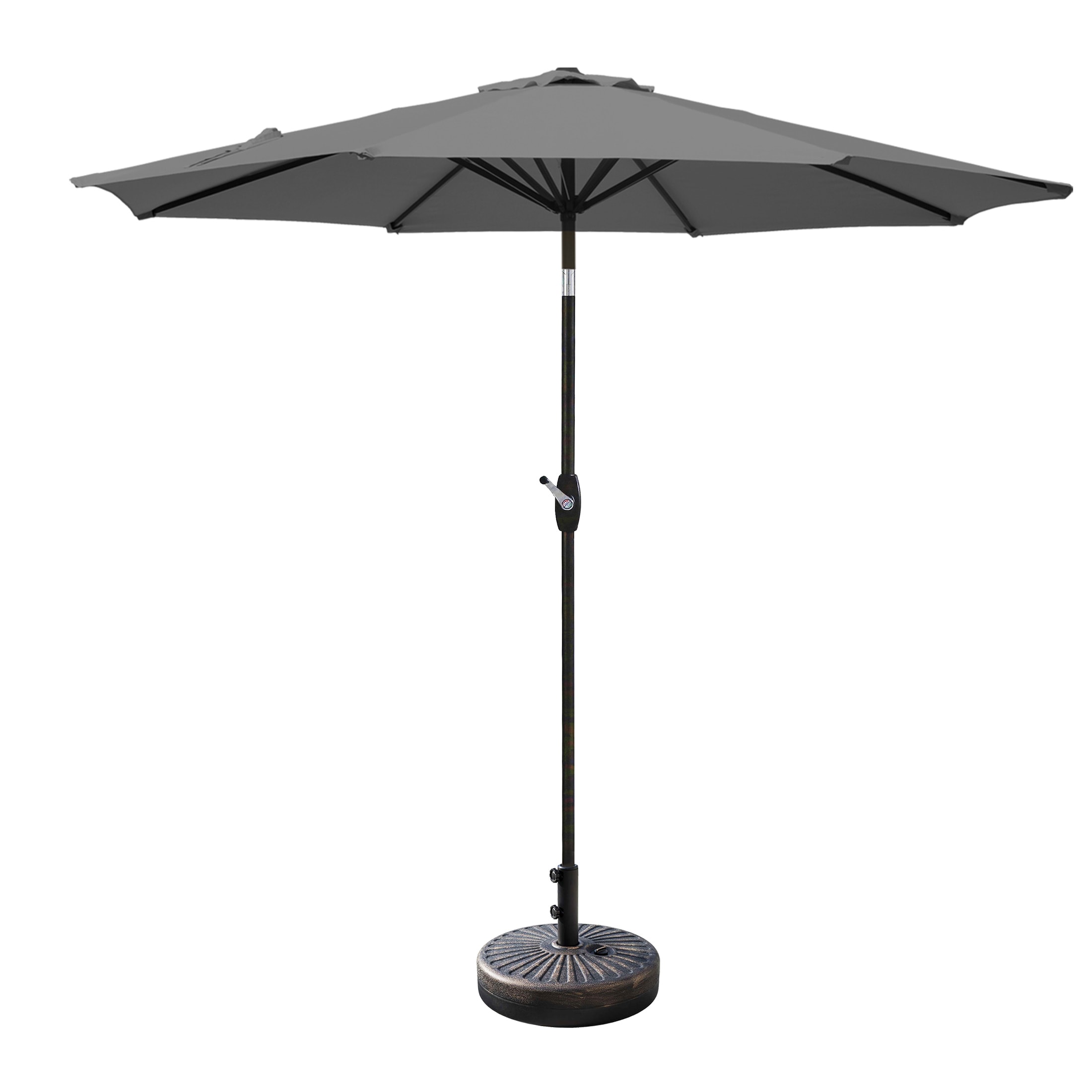 Westin Furniture 9806302-981RD-BZ 9-ft Steel Gray Push-button Tilt Garden Patio Umbrella with Base
