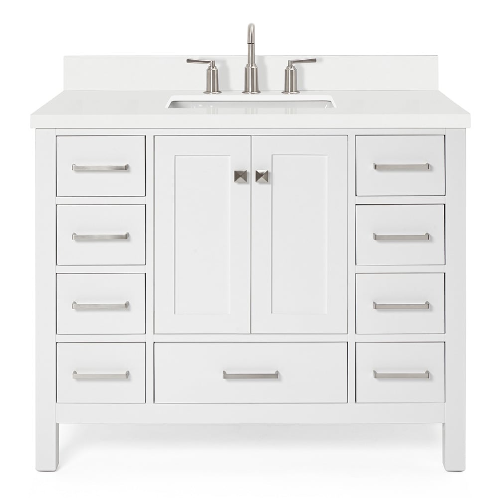 ARIEL Cambridge 43-in White Undermount Single Sink Bathroom Vanity with  Pure White Quartz Top in the Bathroom Vanities with Tops department at  Lowes.com