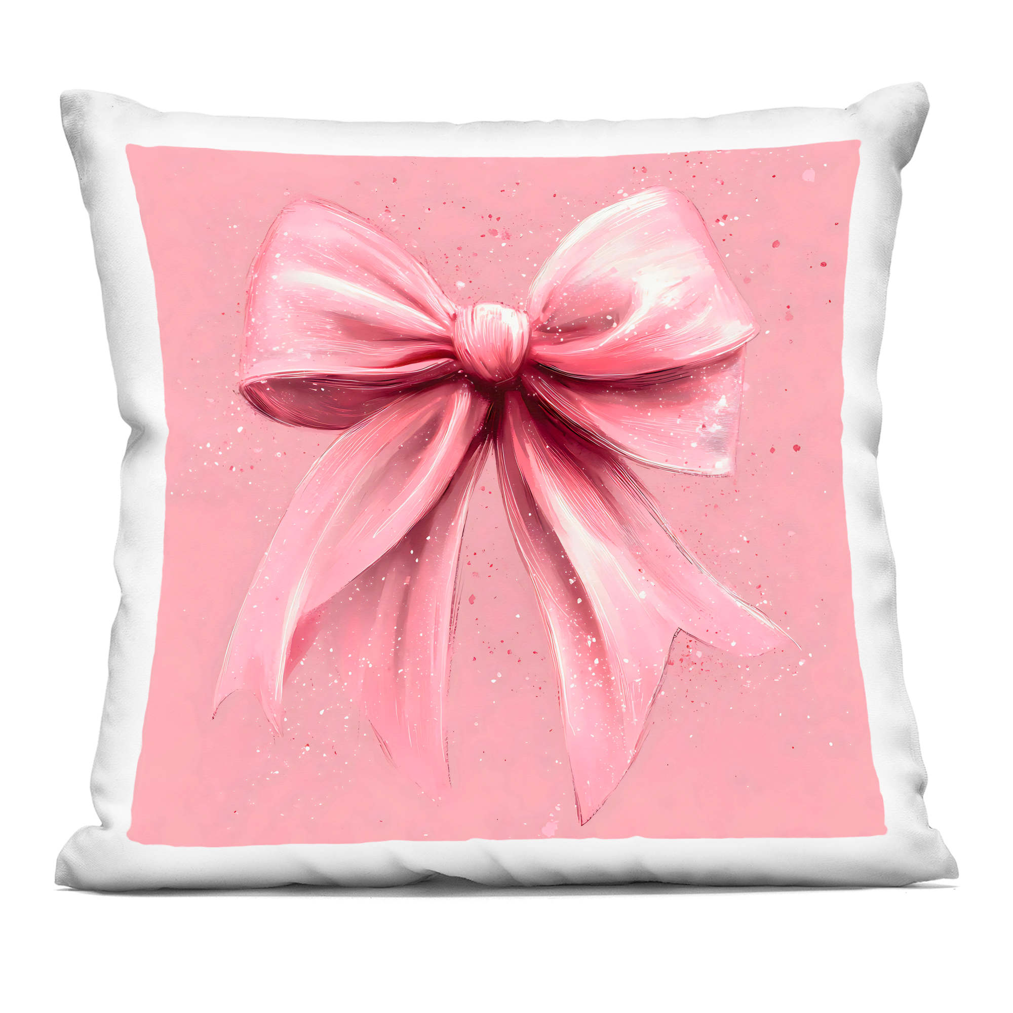Stupell Industries PLR-041-SQW-18X18 Big Pink Bow with Speckles Decorative Printed Throw Pillow design by Creative Studio 18 x 7 x 18