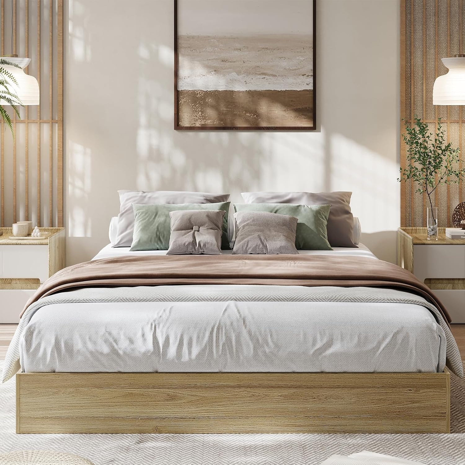 Qeetex Full Size Wood Platform Bed Frame Wooden Bed Frame Without