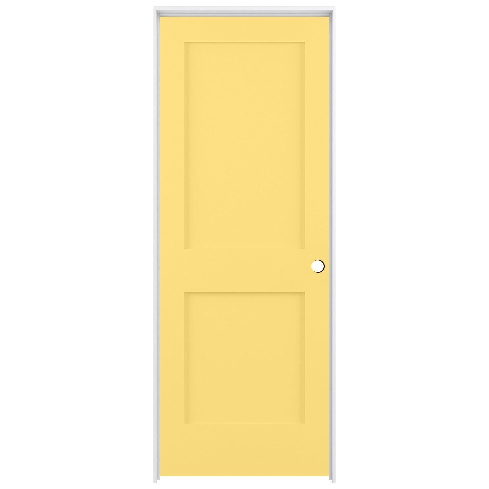 RELIABILT LO1369164 24-in x 80-in Marigold Solid core 2-panel square Left hand Smooth Prefinished Pine Wood Flat Jamb Single Prehung Interior Door