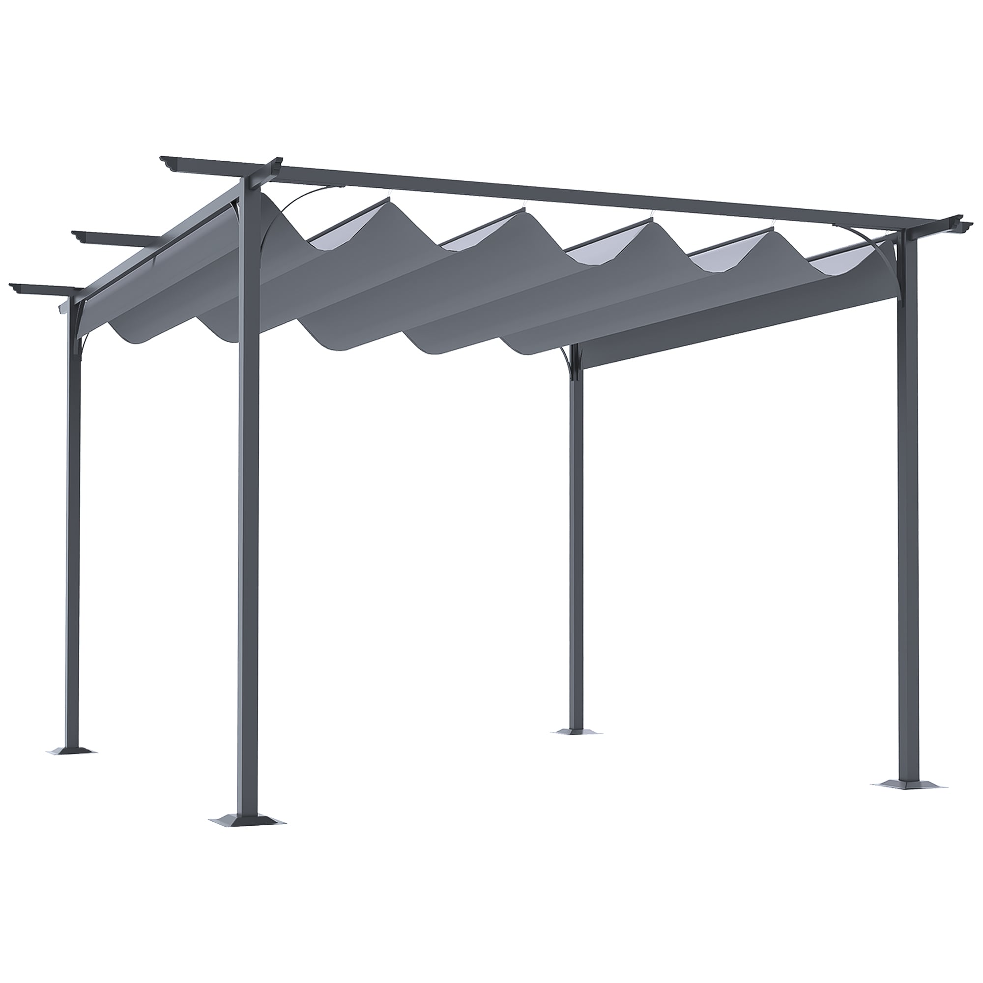 Kahomvis AOS-QP109-284 11.5' x 11.5' Retractable Pergola Canopy 11-ft 5-in W x 11-ft 7-in L x 7-ft 6-in H Gray Metal Freestanding Pergola with Canopy
