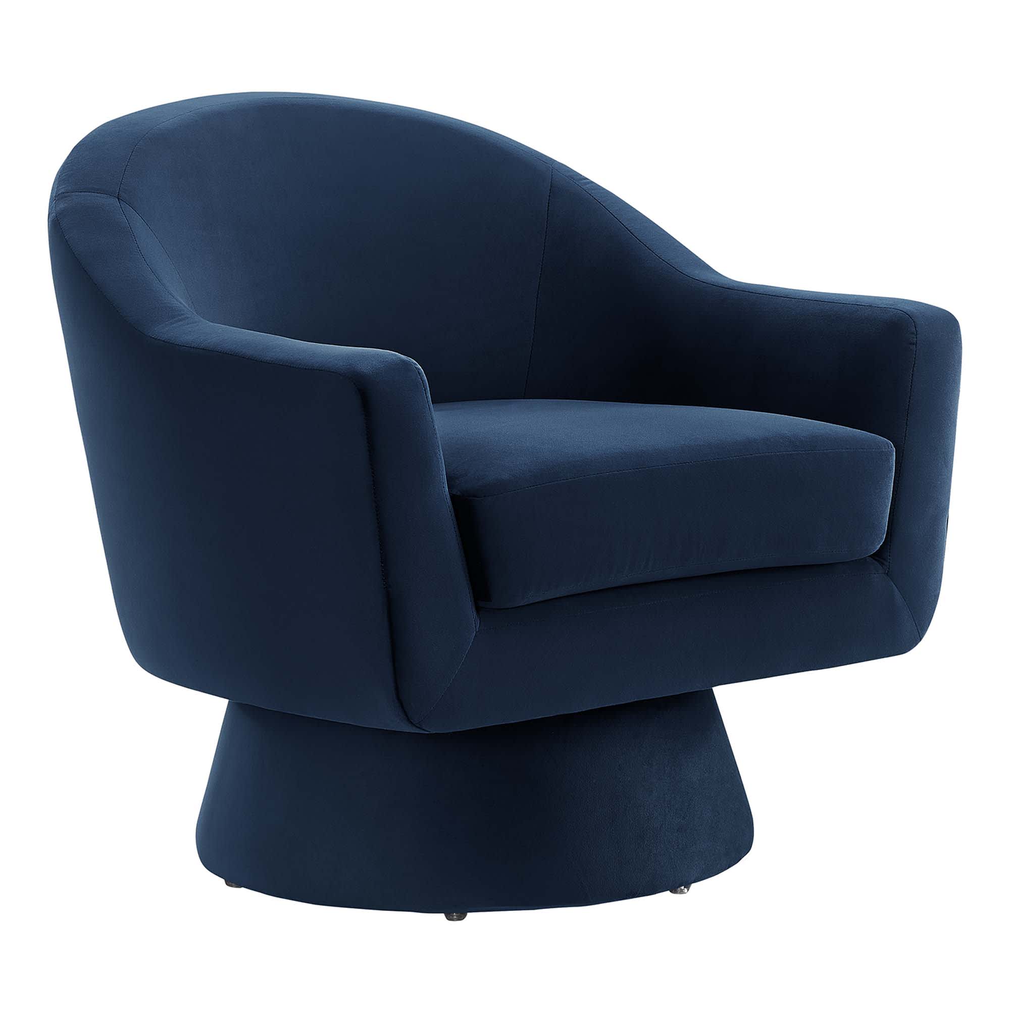 Modway Astral Performance Velvet Fabric and Wood Swivel Chair in Midnight Blue one_size | EEI-6360-MID