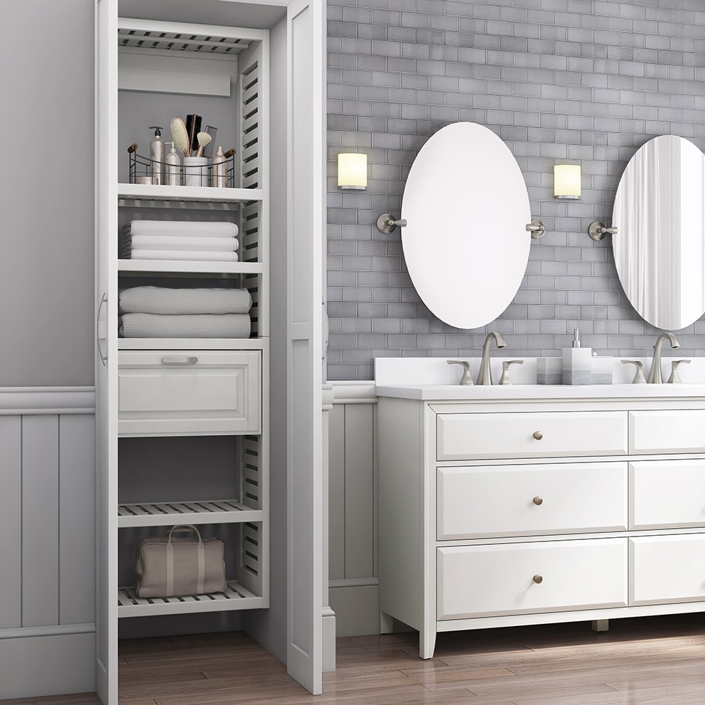 allen + roth Hartford 24in W x 16in D x 76in H White Ventilated Wood