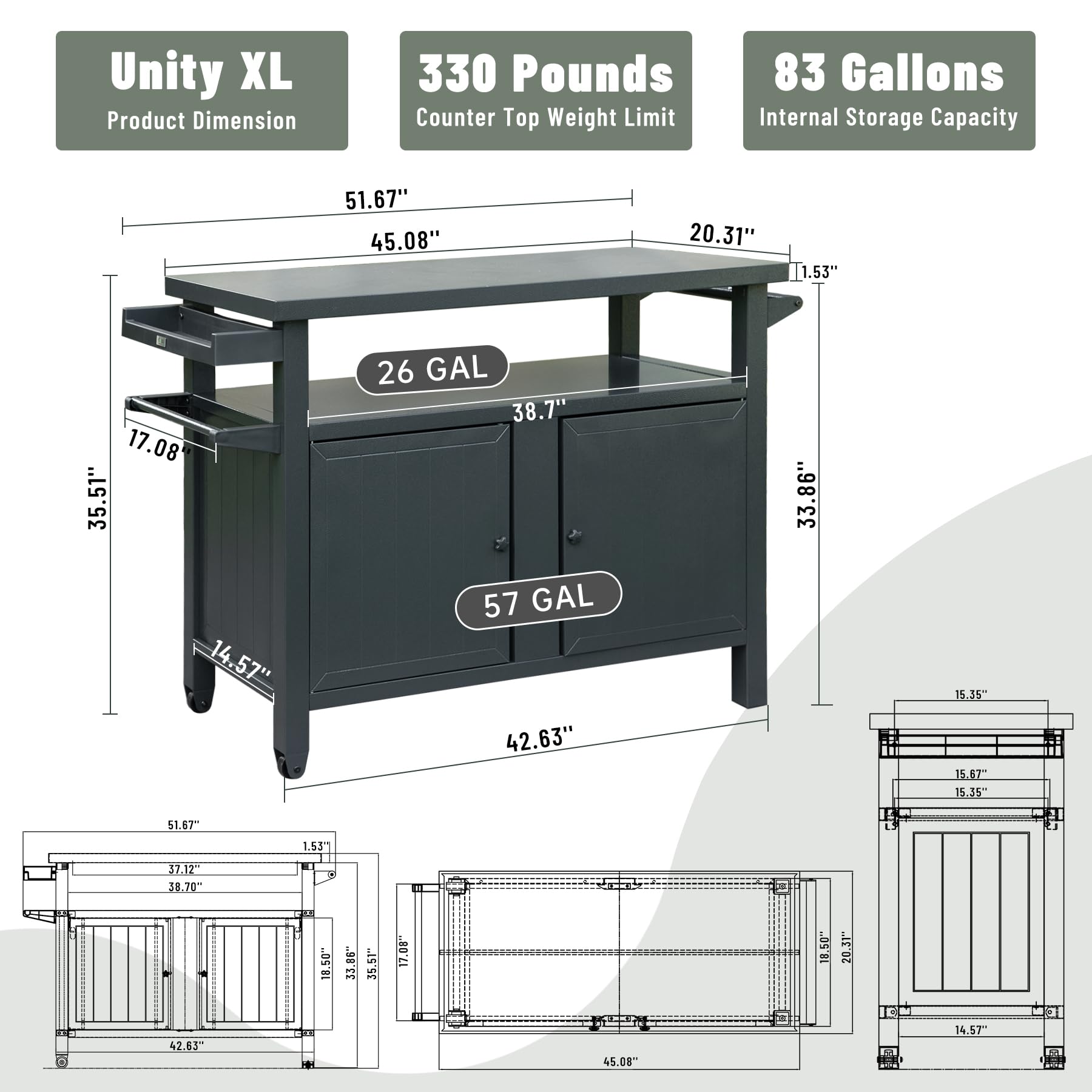 GDFStudio 332420 Grill-Carts-Grill-Stands - View #8