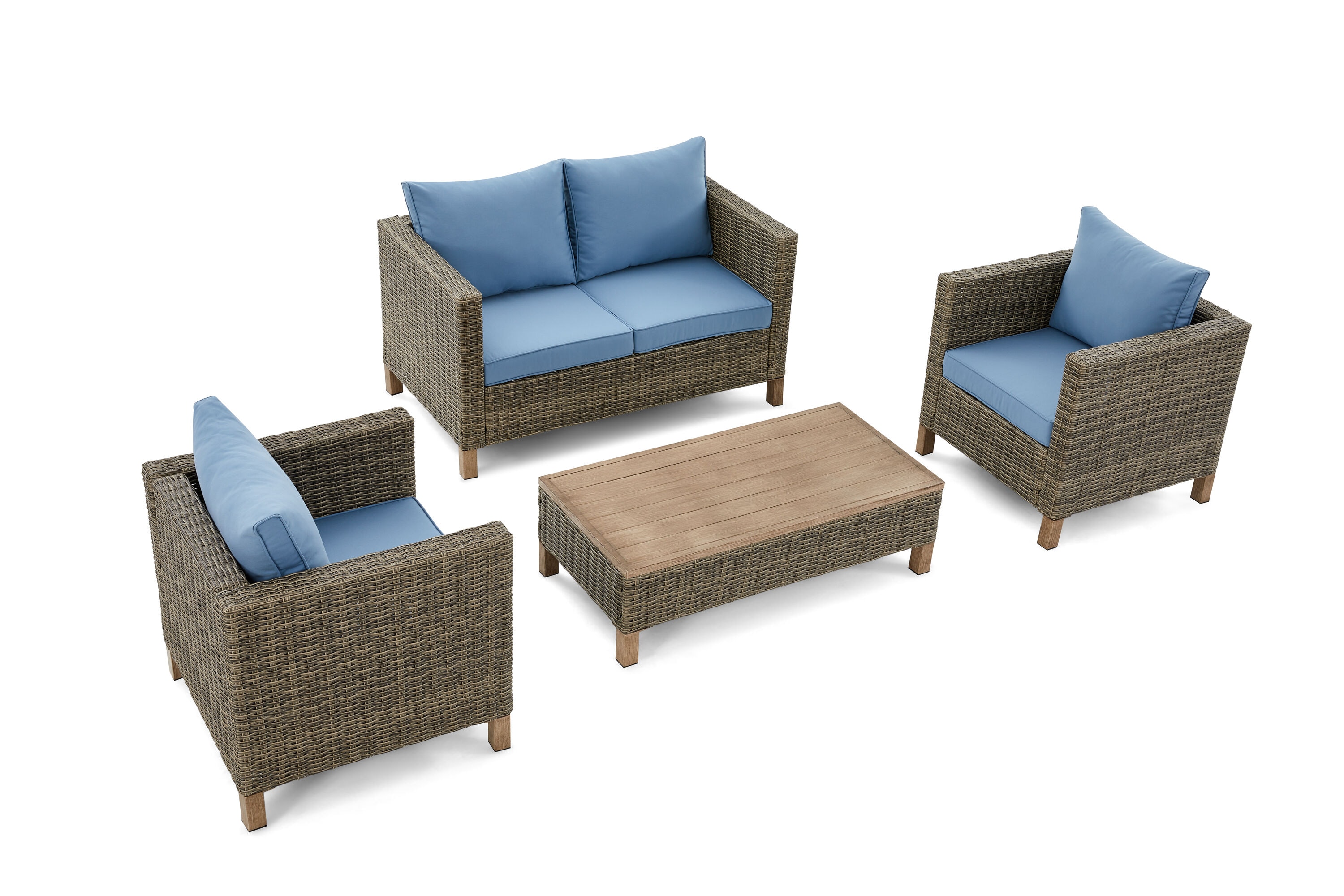 EDYO LIVING SMX08-BL 4 -Piece Wicker Patio Conversation Set with Orange Cushions