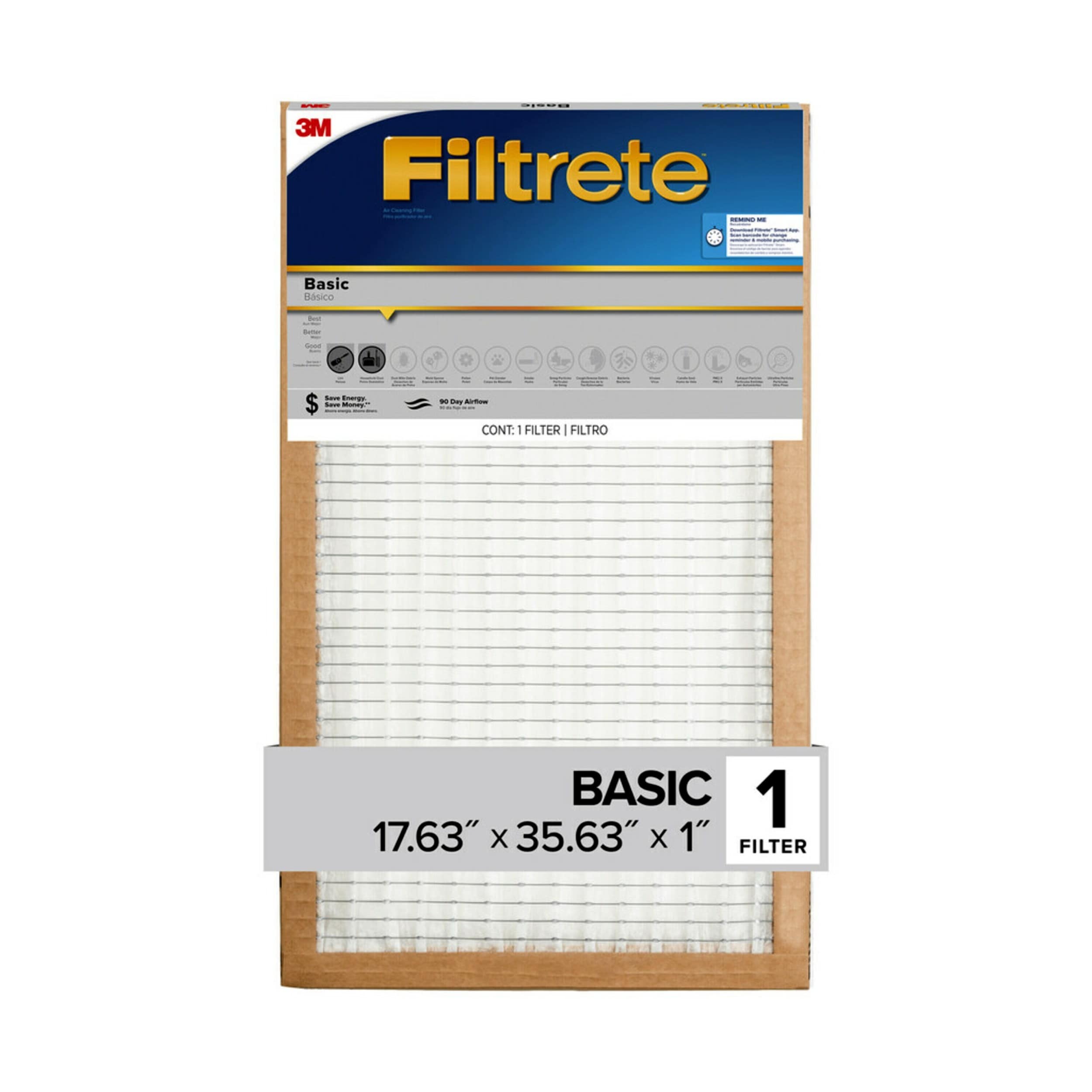 Filtrete FBL108DC-12 17.625 x 35.625 x 1 MERV 5 Basic Pleated Pleated Air Filter