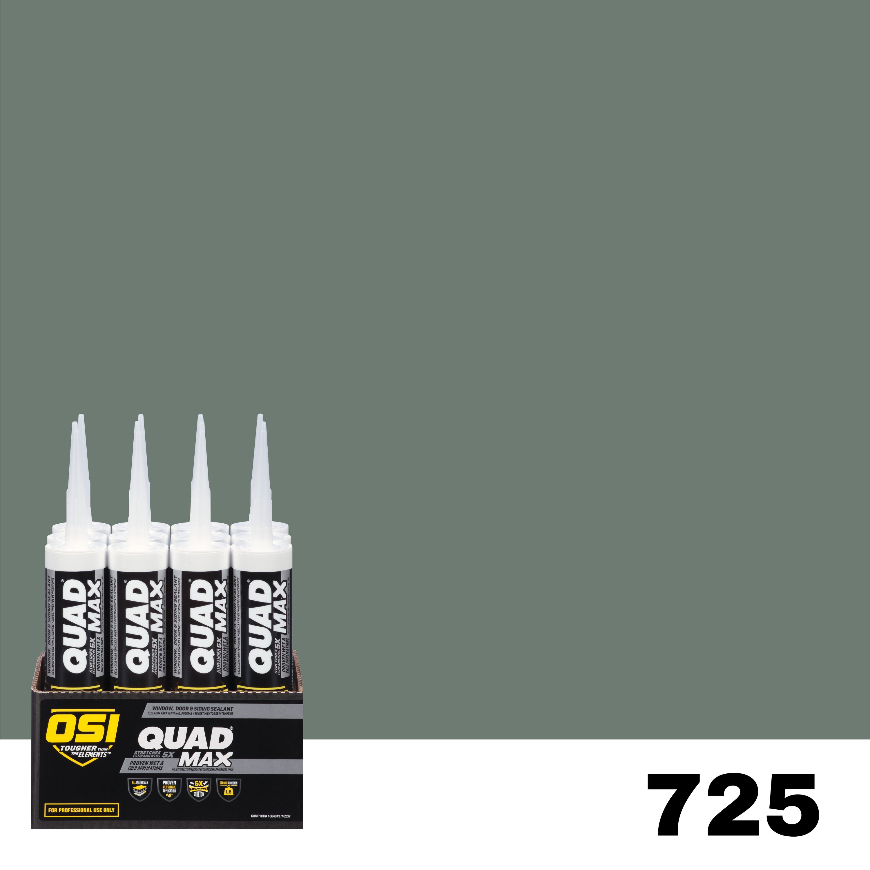 OSI 1869689 Quad Max 12 -Pack 9.5-oz Window door Green 725 Paintable Advanced Sealant Caulk